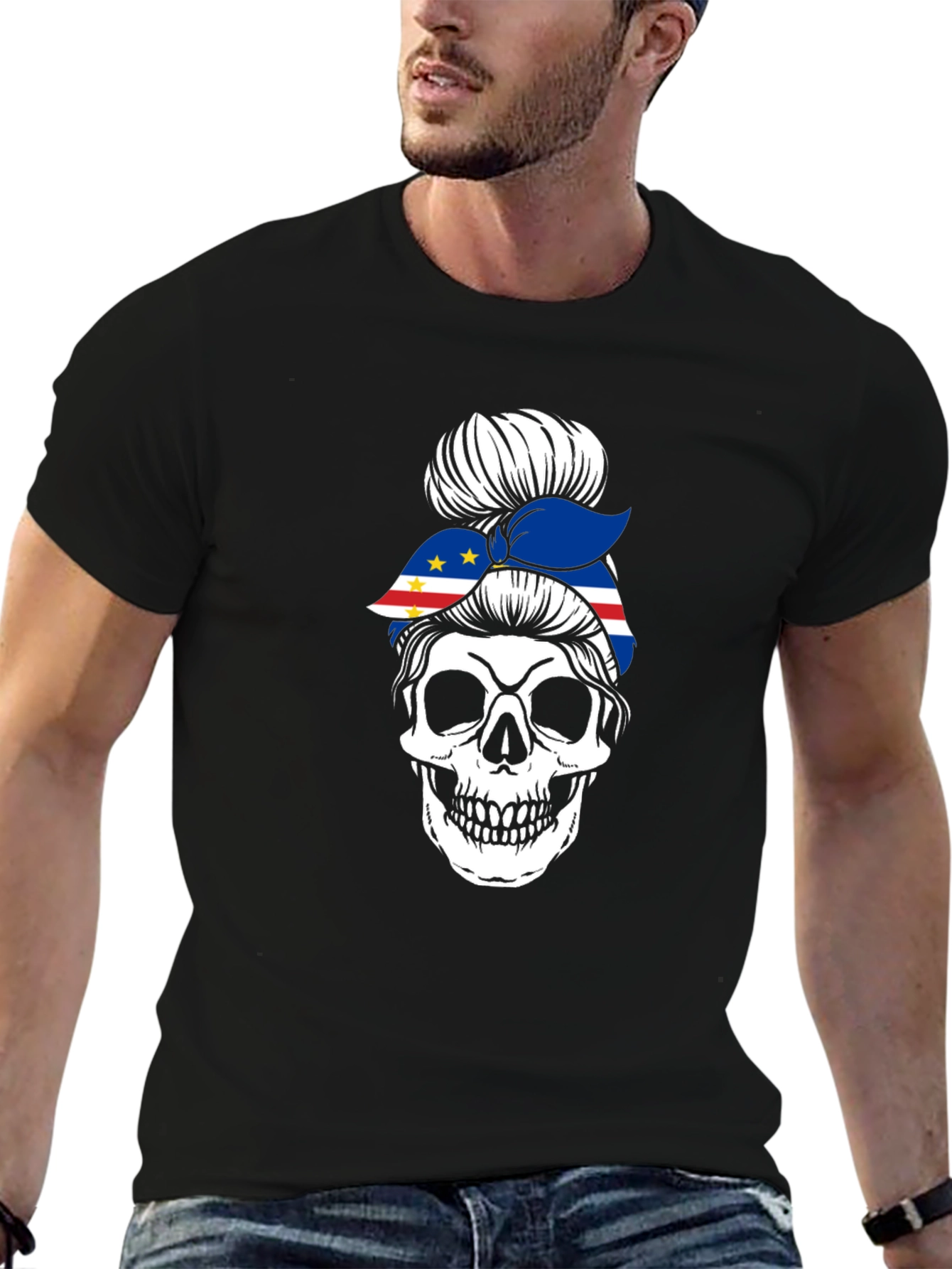 Camiseta Calavera Moño Bandera Cabo Verde