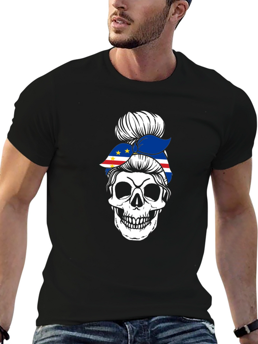 Camiseta Calavera Moño Bandera Cabo Verde