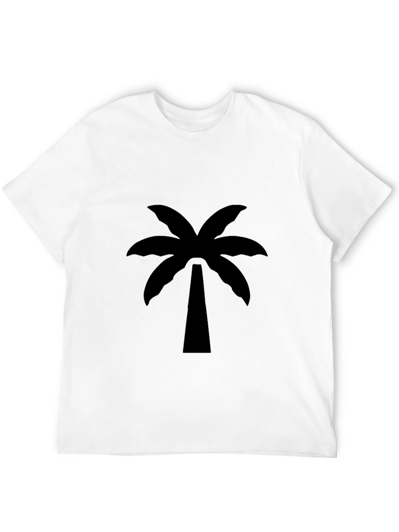 Camiseta Negra Estampada con Palmera Tropical