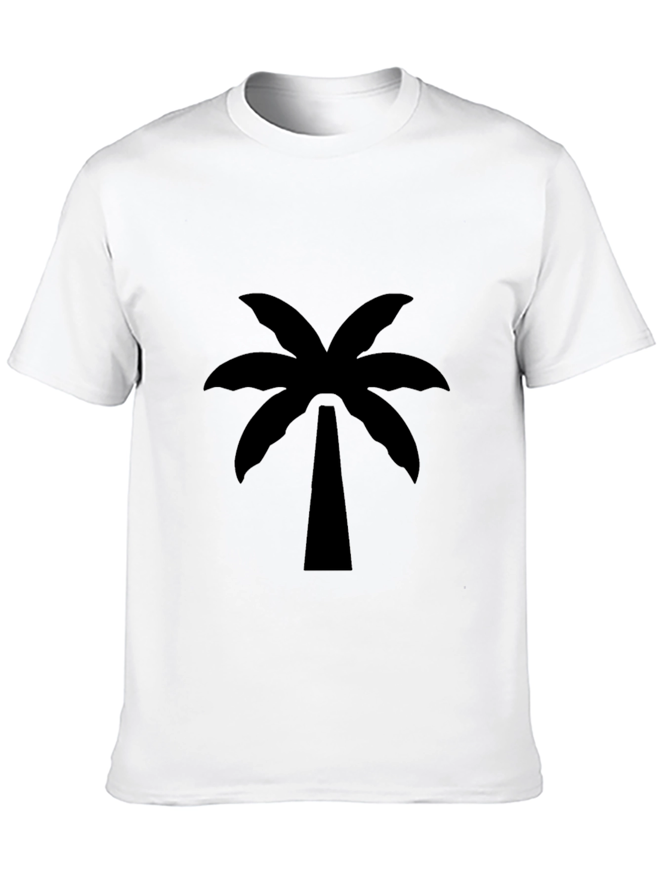 Camiseta Negra Estampada con Palmera Tropical
