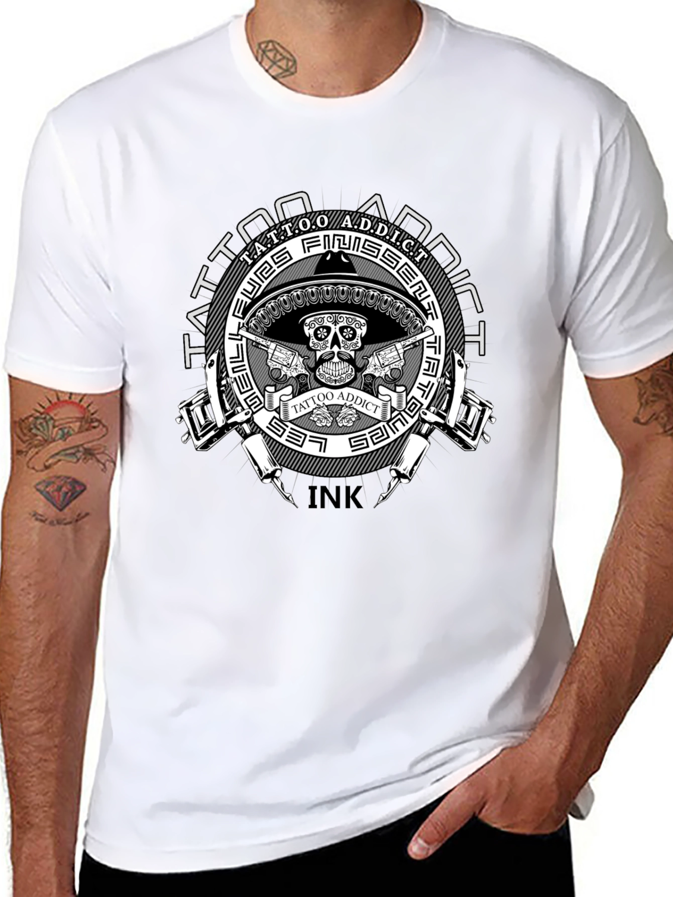 Camiseta Negra Tattoo Addict Ink - Estilo Único