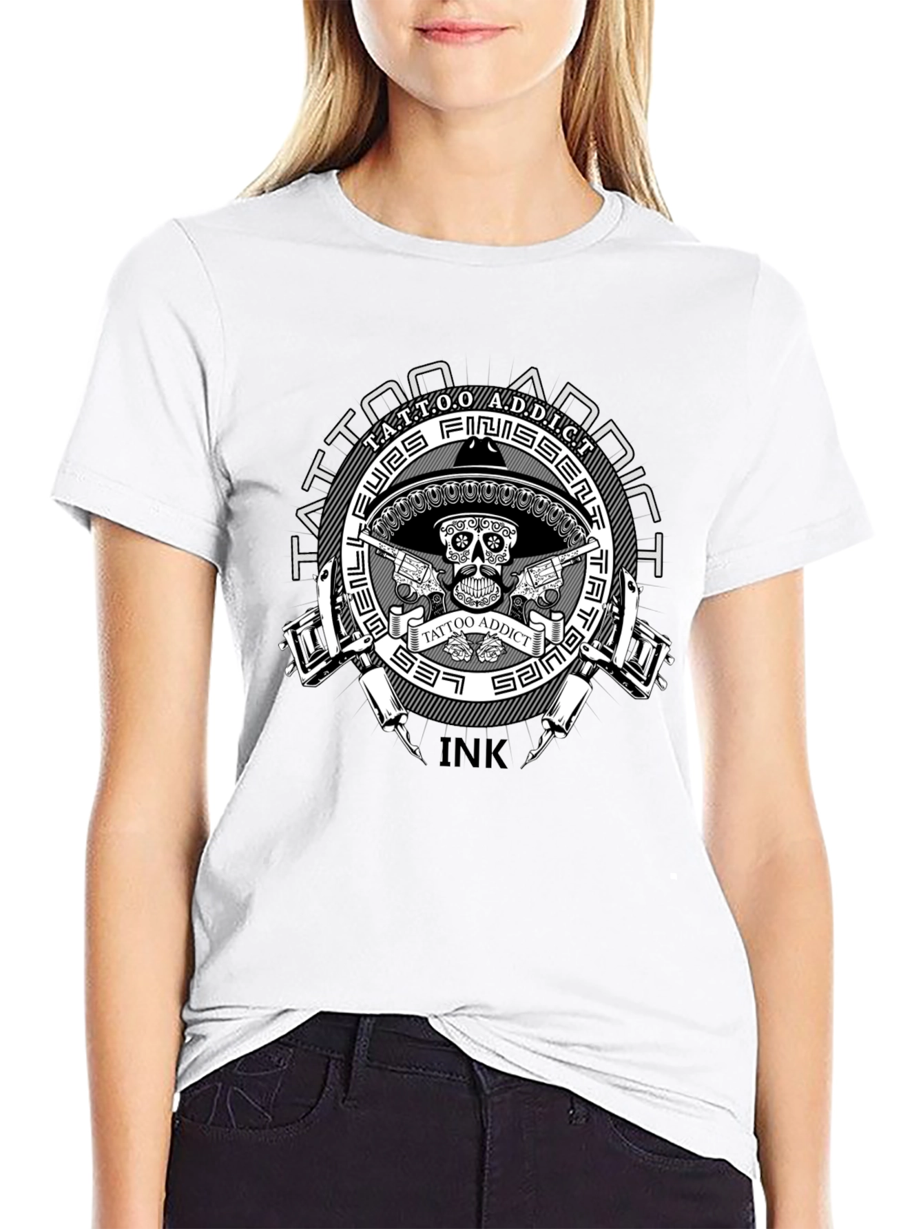 Camiseta Negra Tattoo Addict Ink - Estilo Único