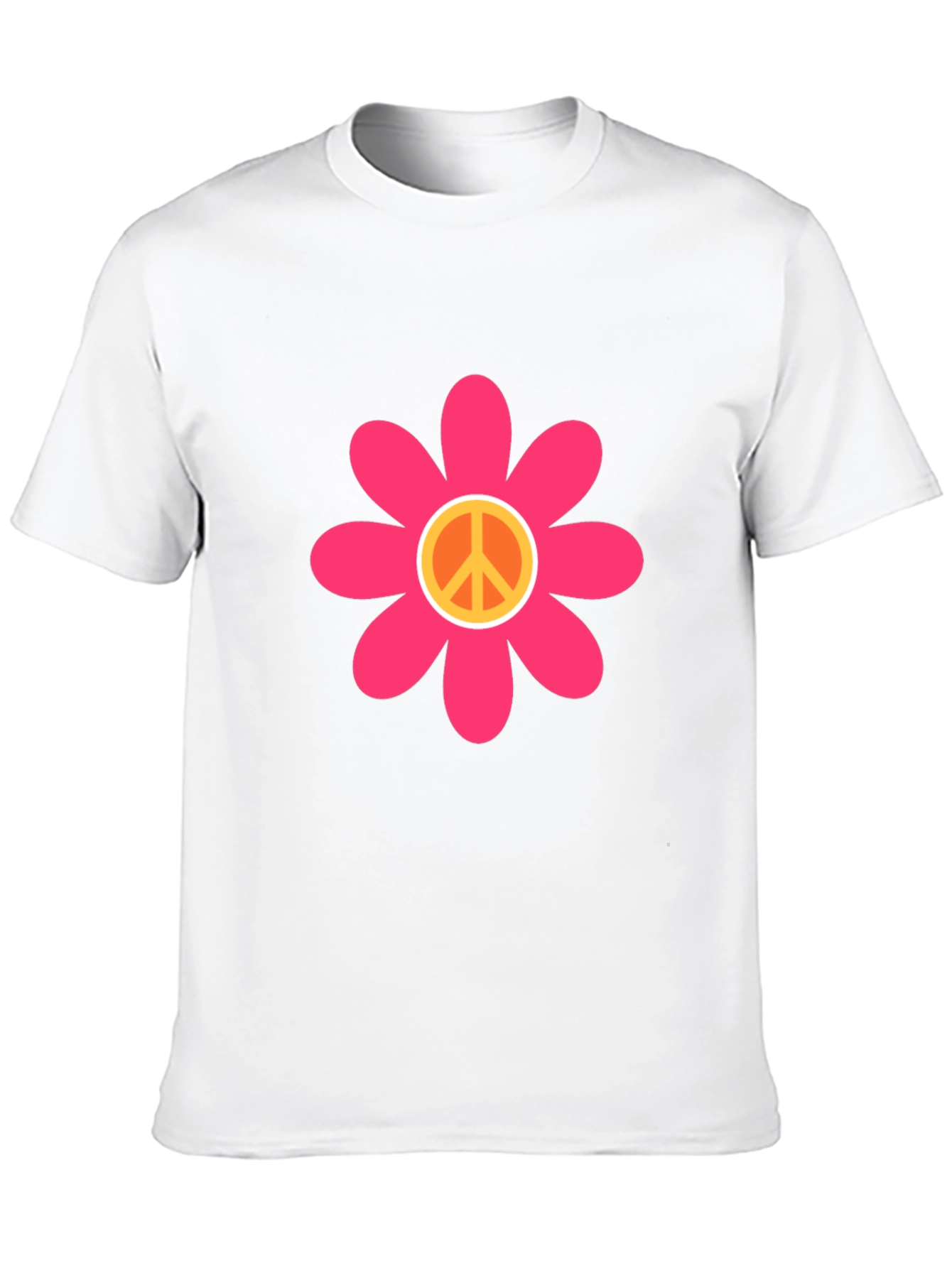 Camiseta Negra Flor Paz Estilo Hippie