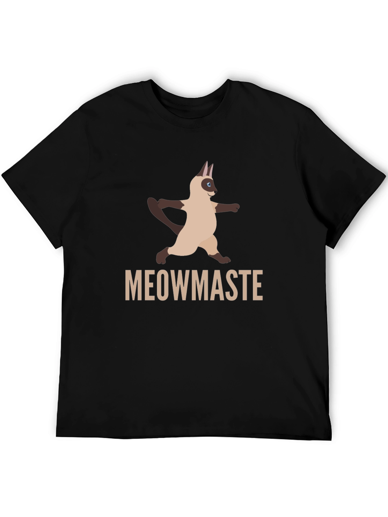 Camiseta Negra Meowmaste Yoga Gato Siamés Divertida