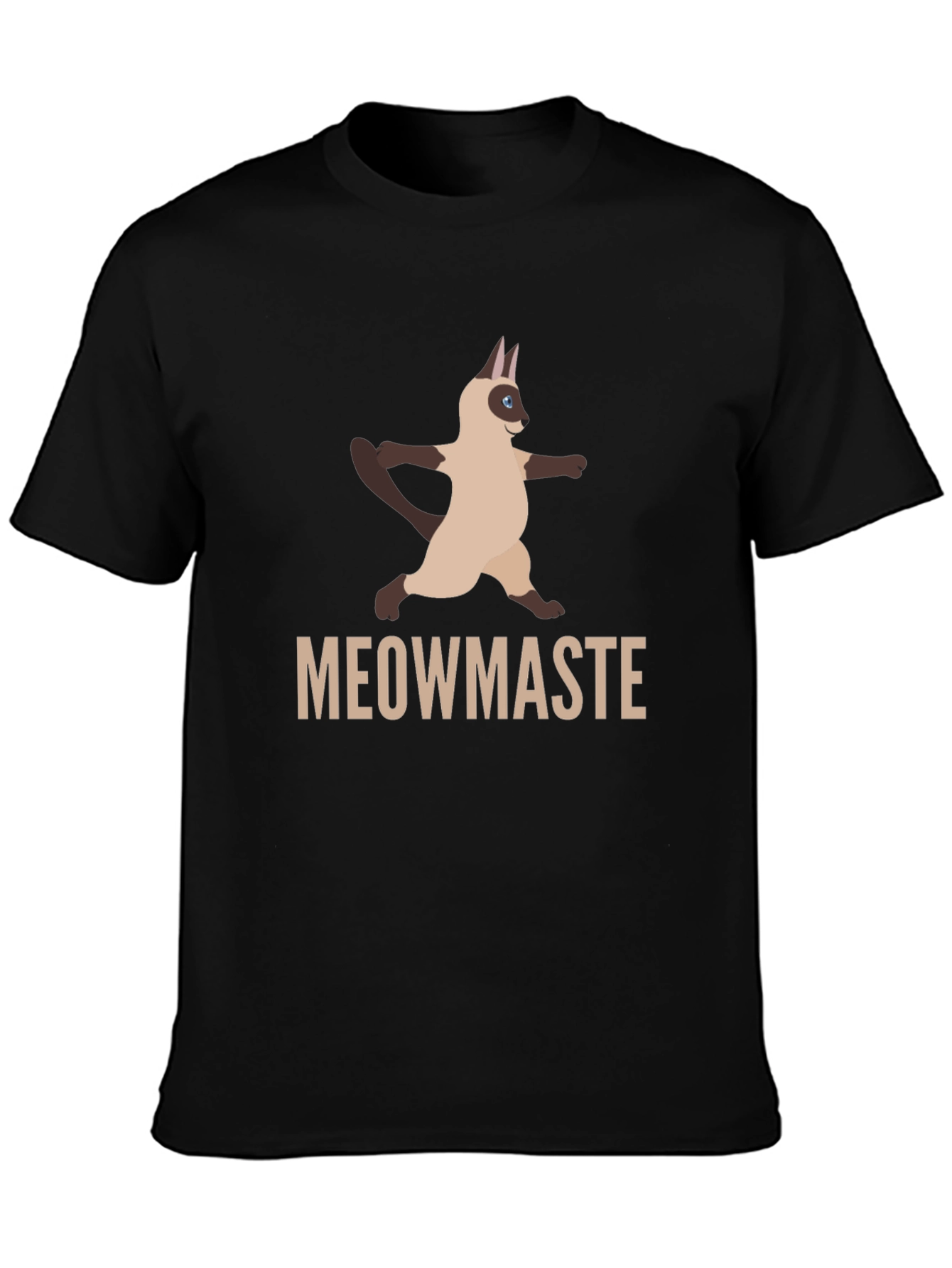 Camiseta Negra Meowmaste Yoga Gato Siamés Divertida