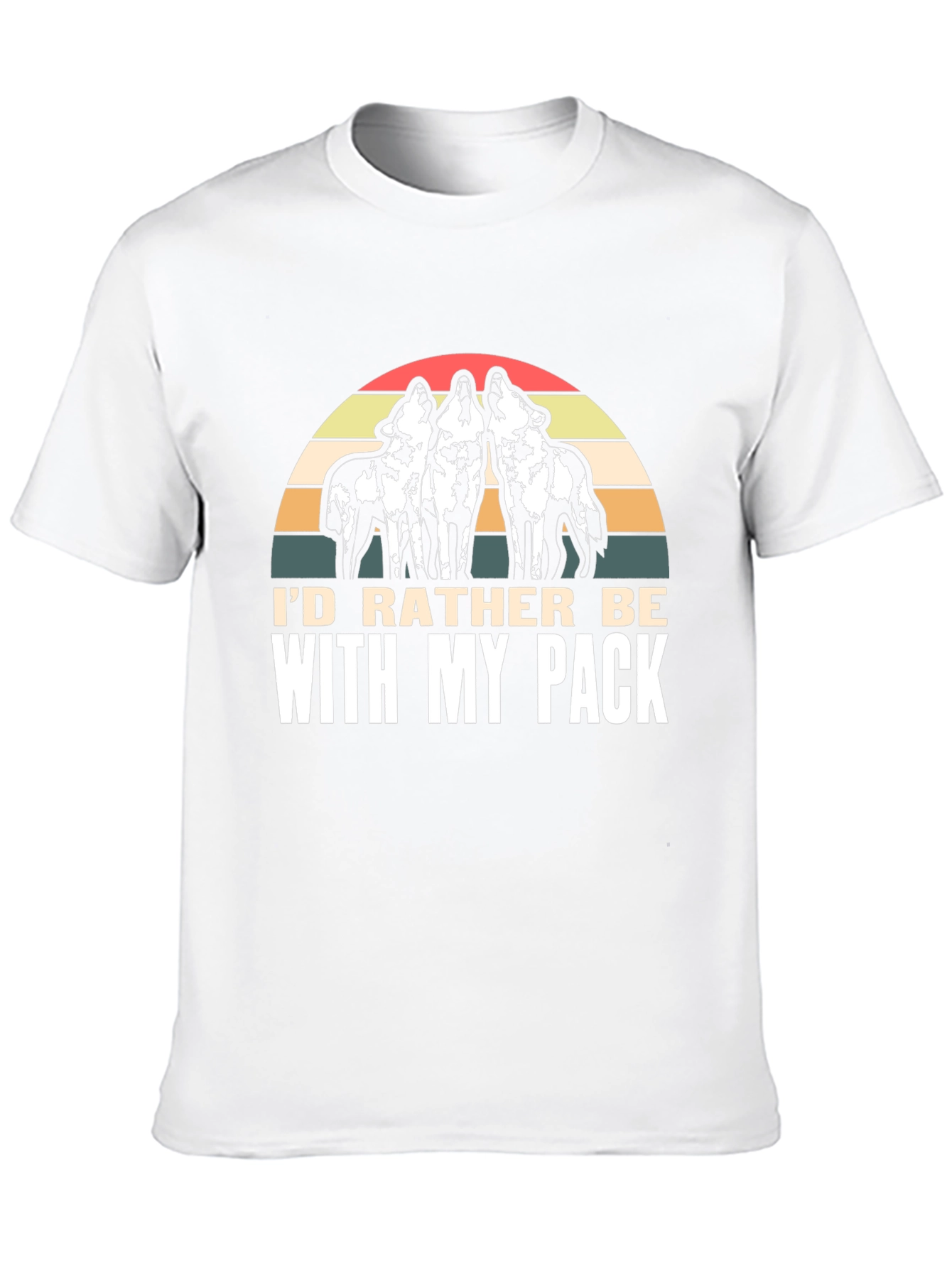 Camiseta Hombre Prefiero Estar Con Mi Manada Diseño Lobo
