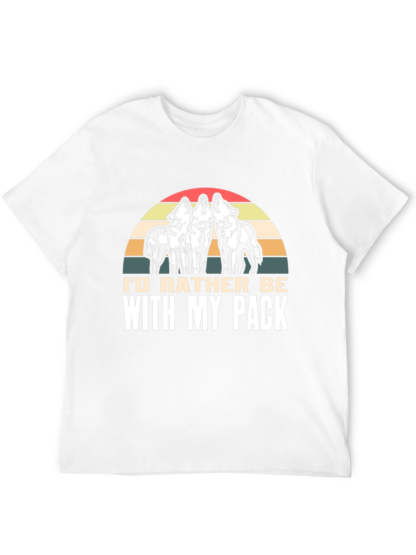 Camiseta Hombre Prefiero Estar Con Mi Manada Diseño Lobo