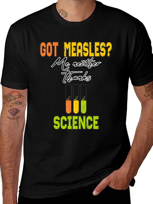 Camiseta Negra de Ciencia: ¡No al Sarampión!