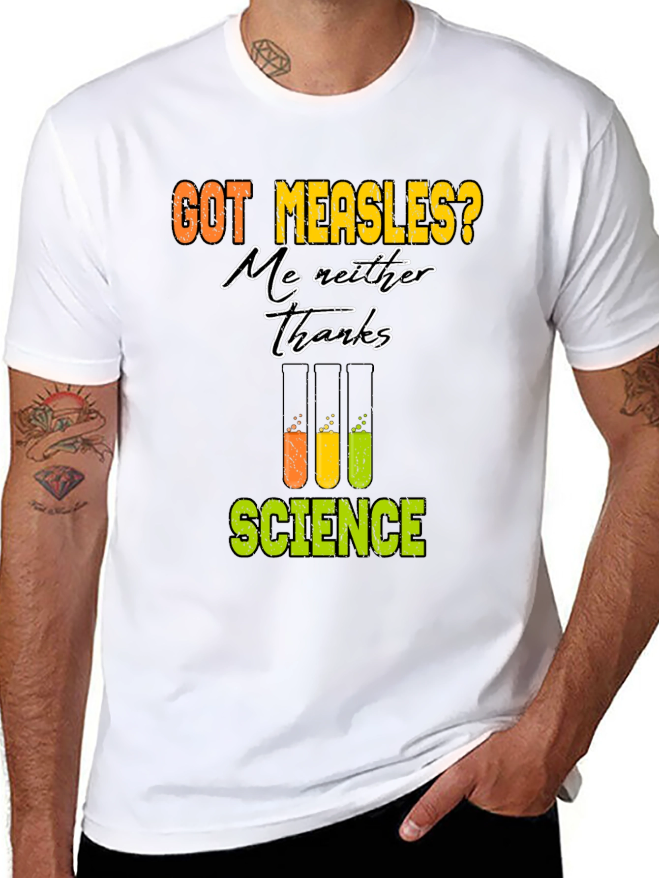 Camiseta Negra de Ciencia: ¡No al Sarampión!