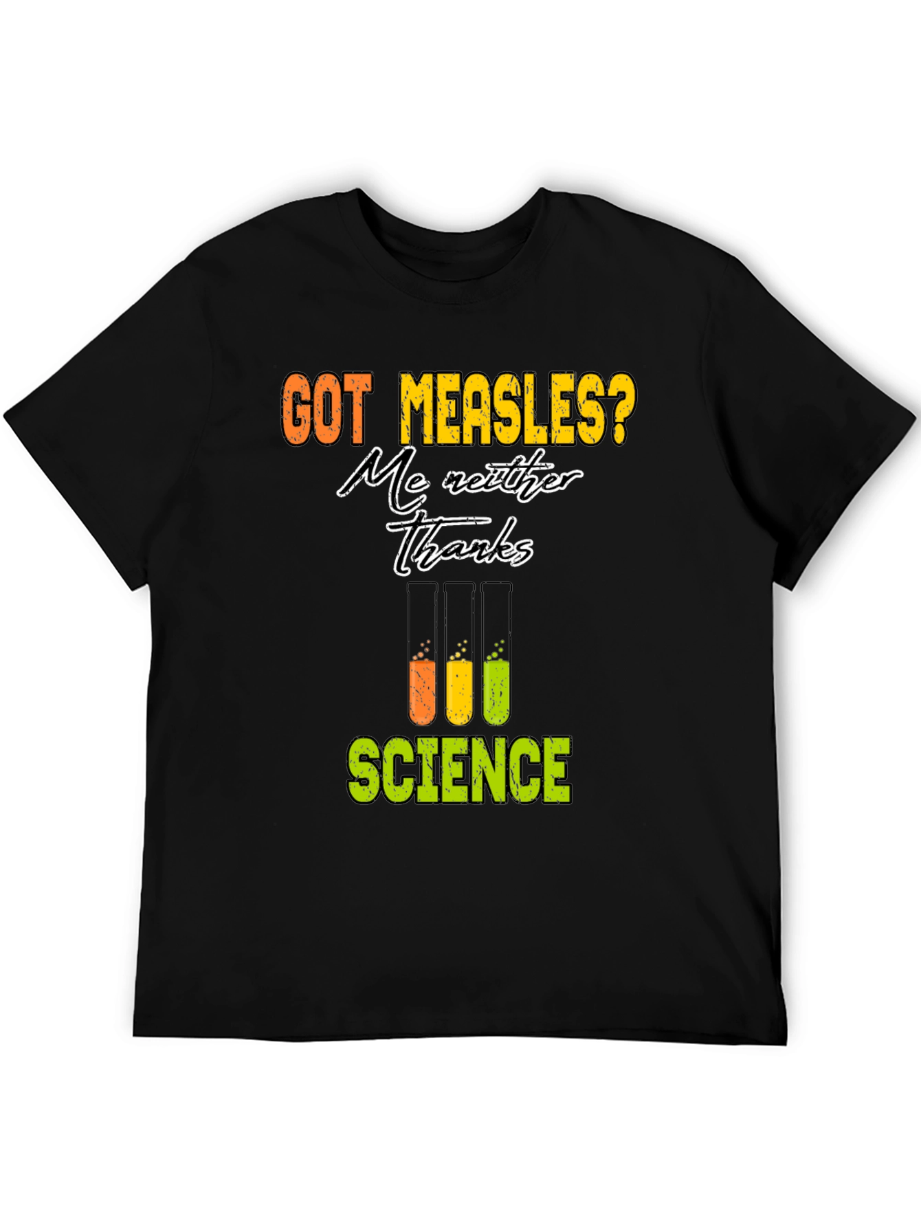 Camiseta Negra de Ciencia: ¡No al Sarampión!