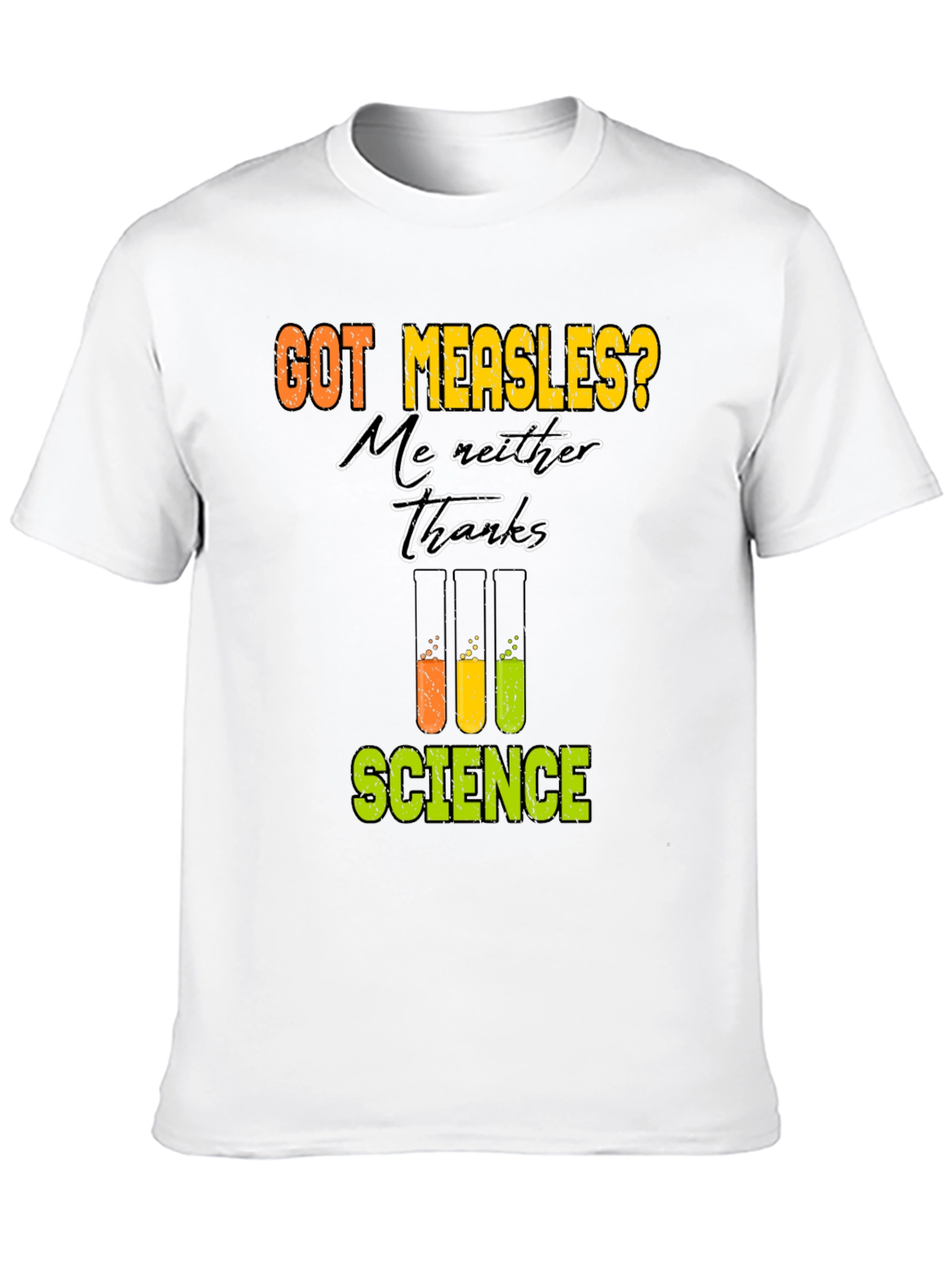 Camiseta Negra de Ciencia: ¡No al Sarampión!