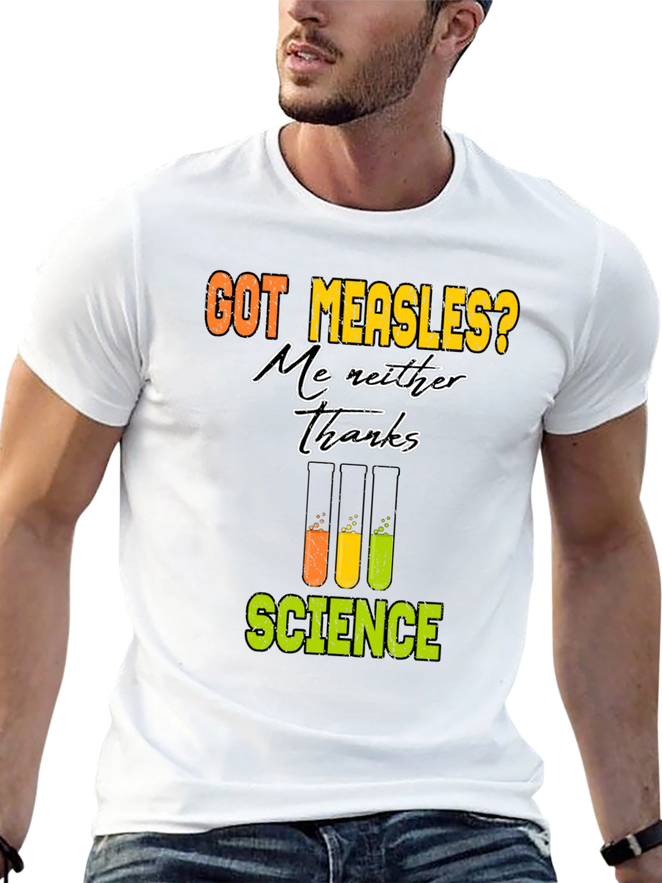 Camiseta Negra de Ciencia: ¡No al Sarampión!