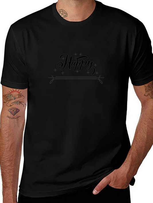 Camiseta Negra Hombre - Diseño Happy