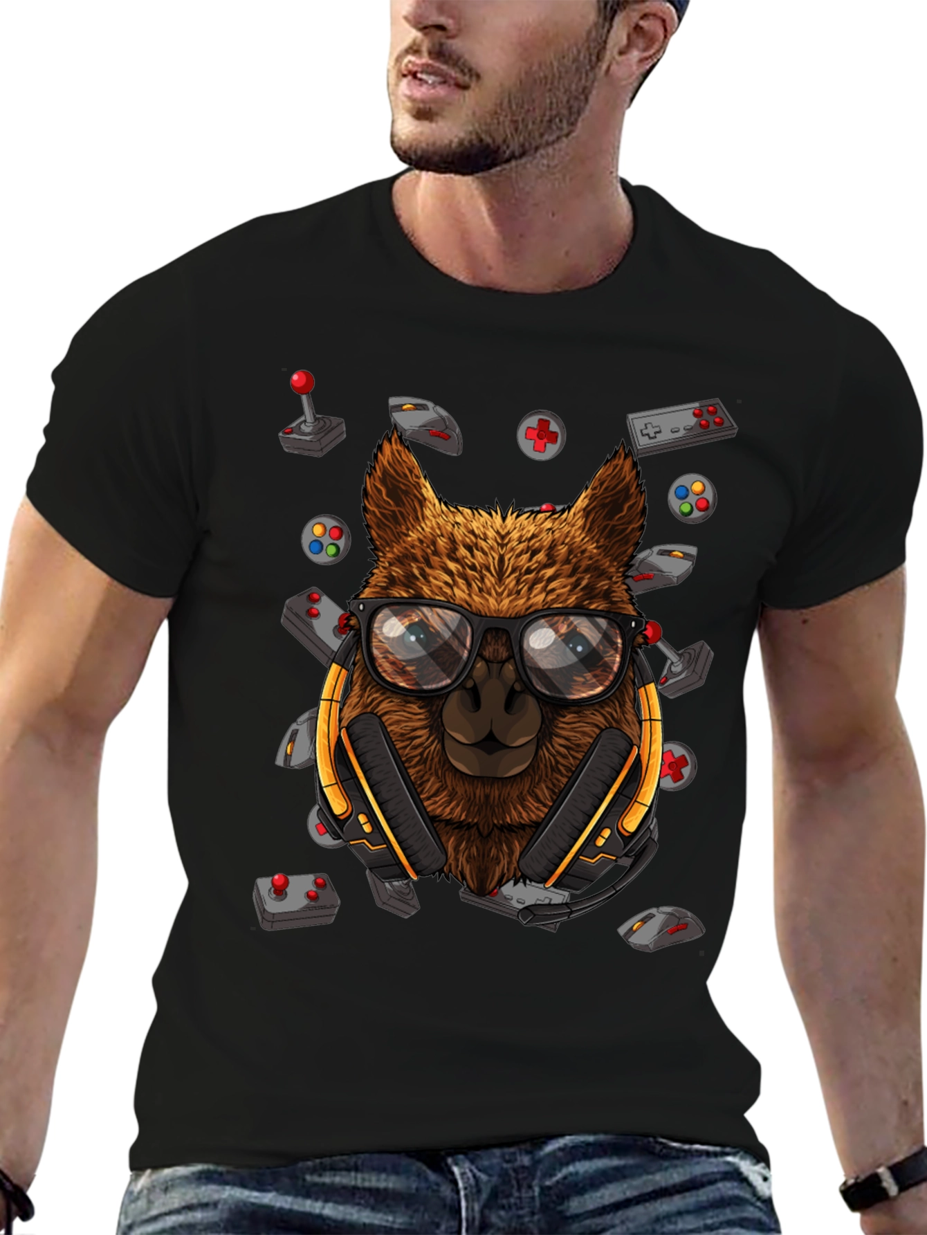 Camiseta Negra con Diseño de Llama Gamer