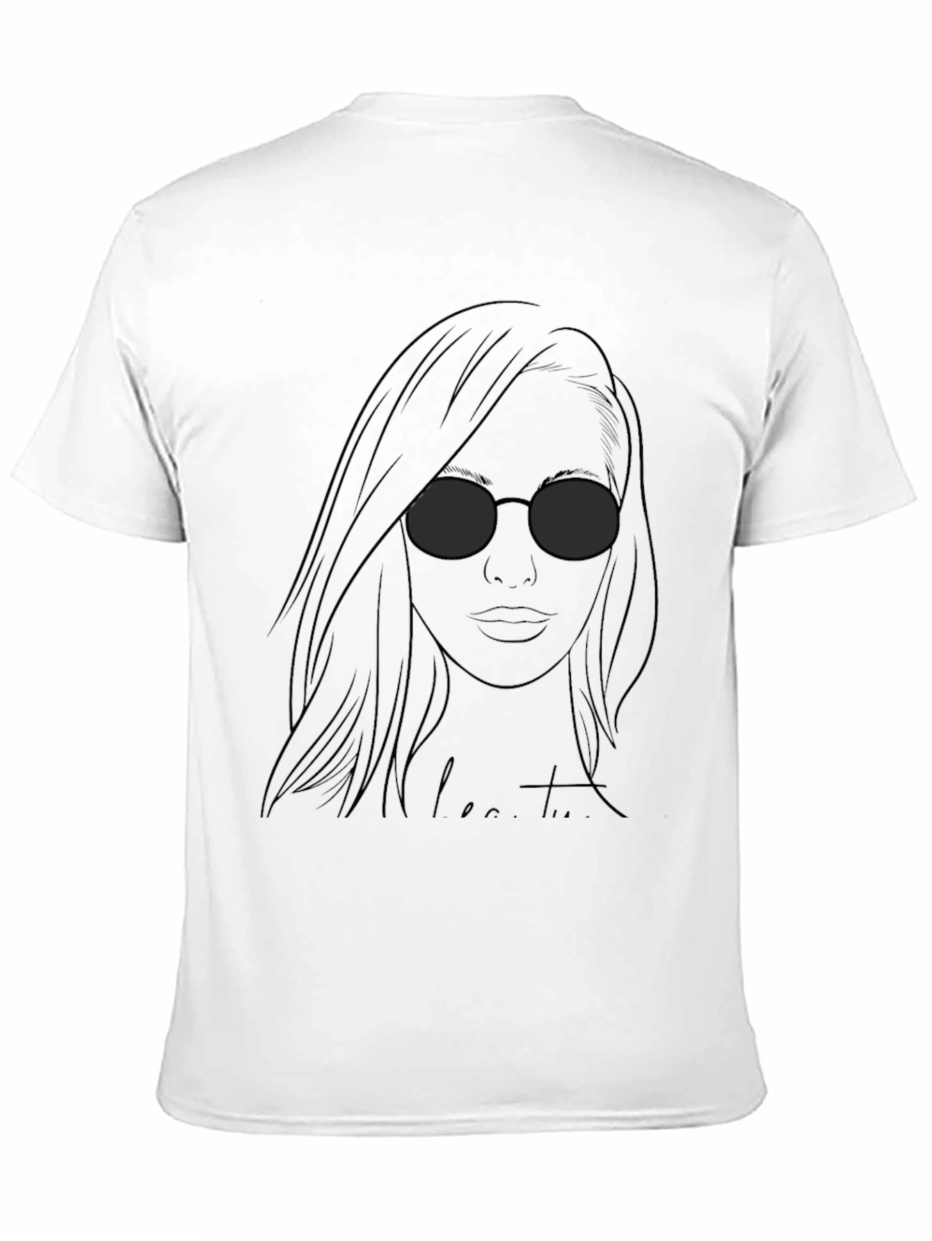 Camiseta Negra con Diseño de Mujer con Gafas