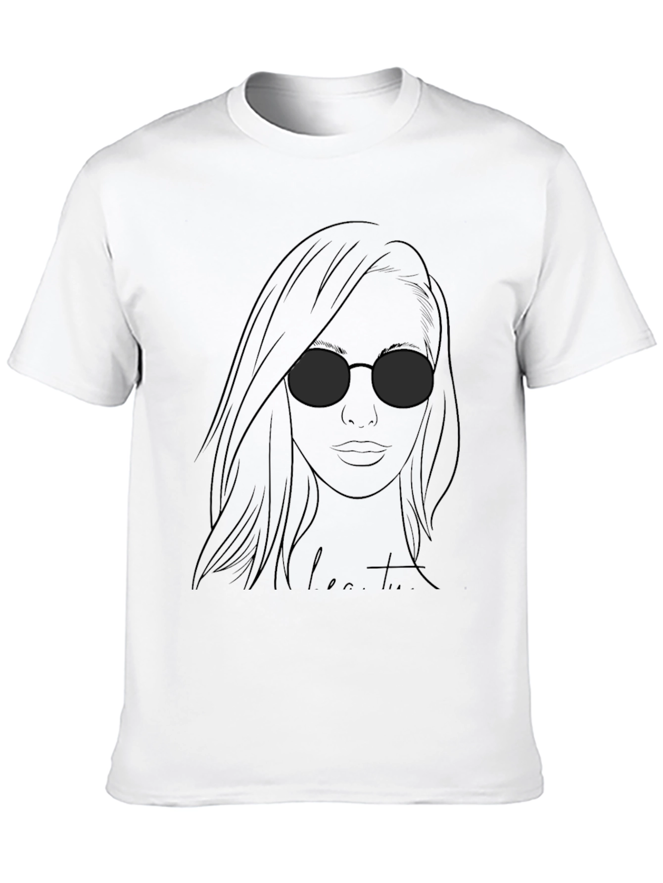Camiseta Negra con Diseño de Mujer con Gafas