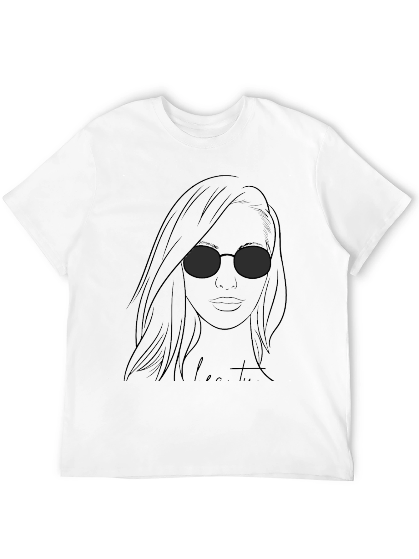 Camiseta Negra con Diseño de Mujer con Gafas
