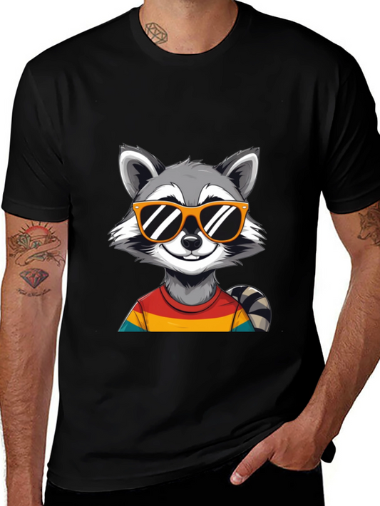 Camiseta Negra con Diseño de Mapache Cool