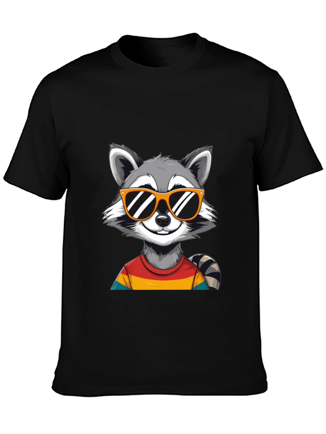 Camiseta Negra con Diseño de Mapache Cool