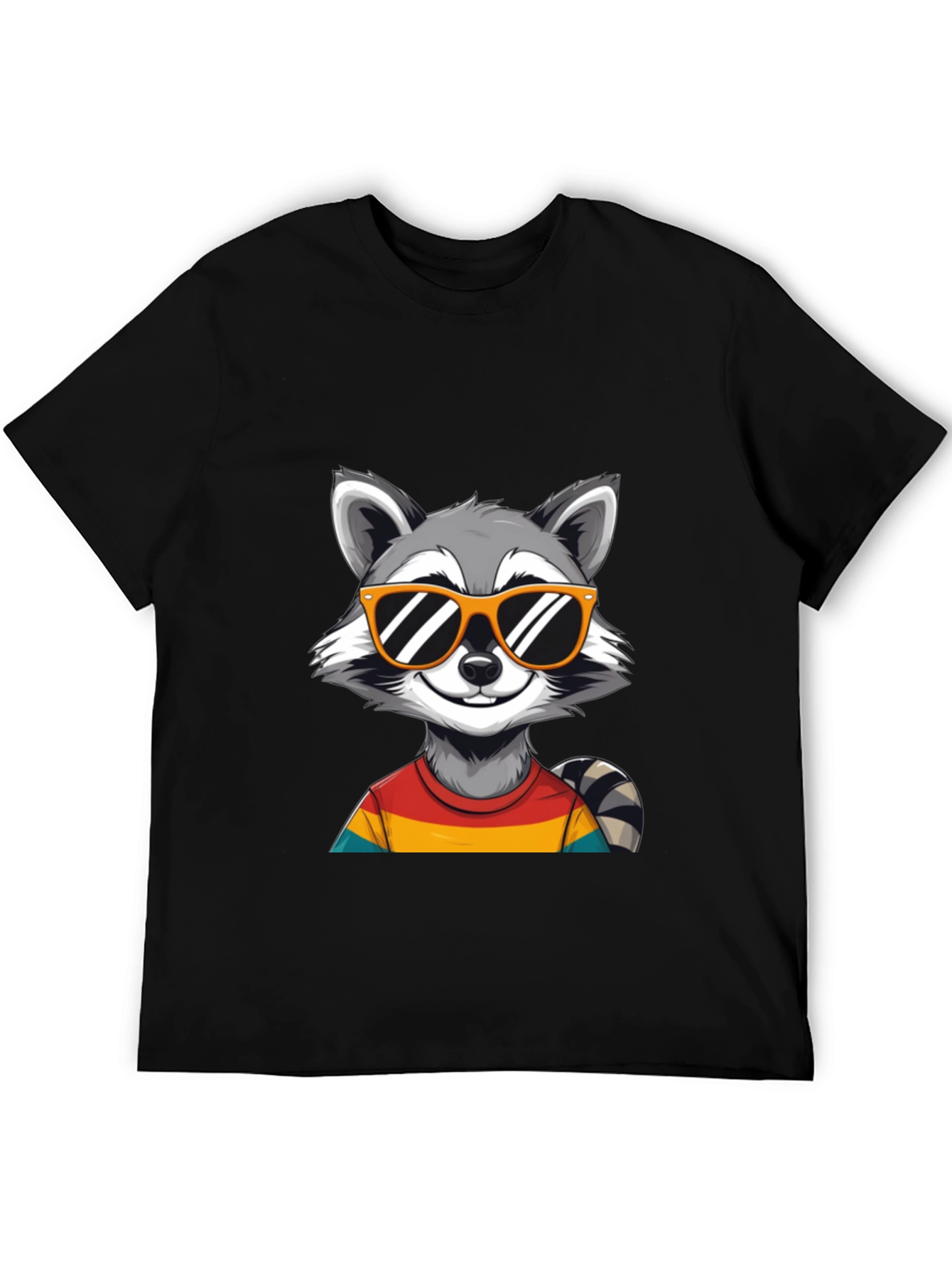 Camiseta Negra con Diseño de Mapache Cool