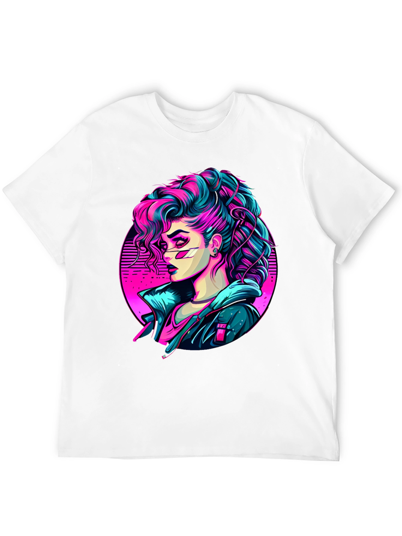 Camiseta Negra Mujer Cyberpunk Art