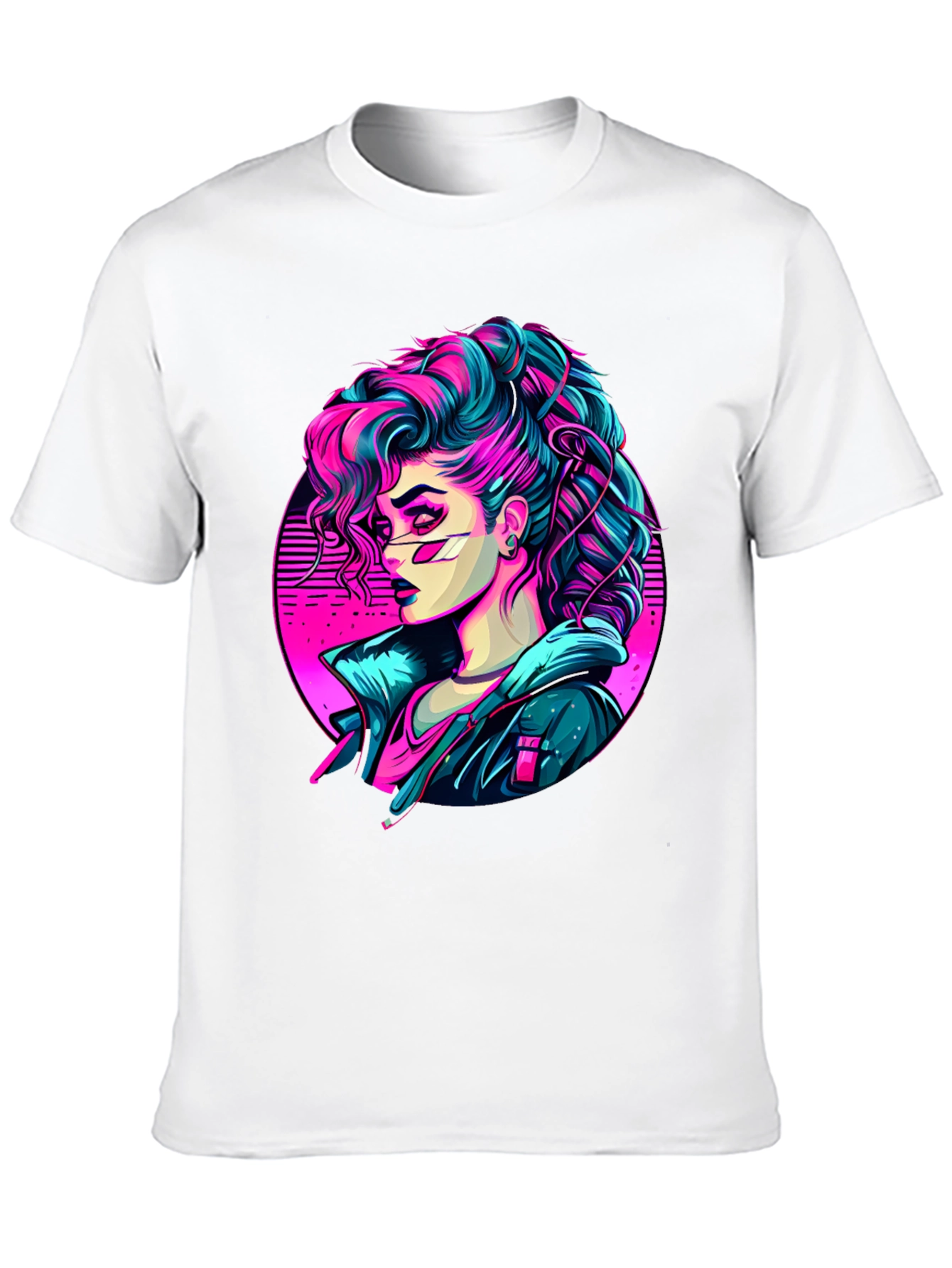 Camiseta Negra Mujer Cyberpunk Art