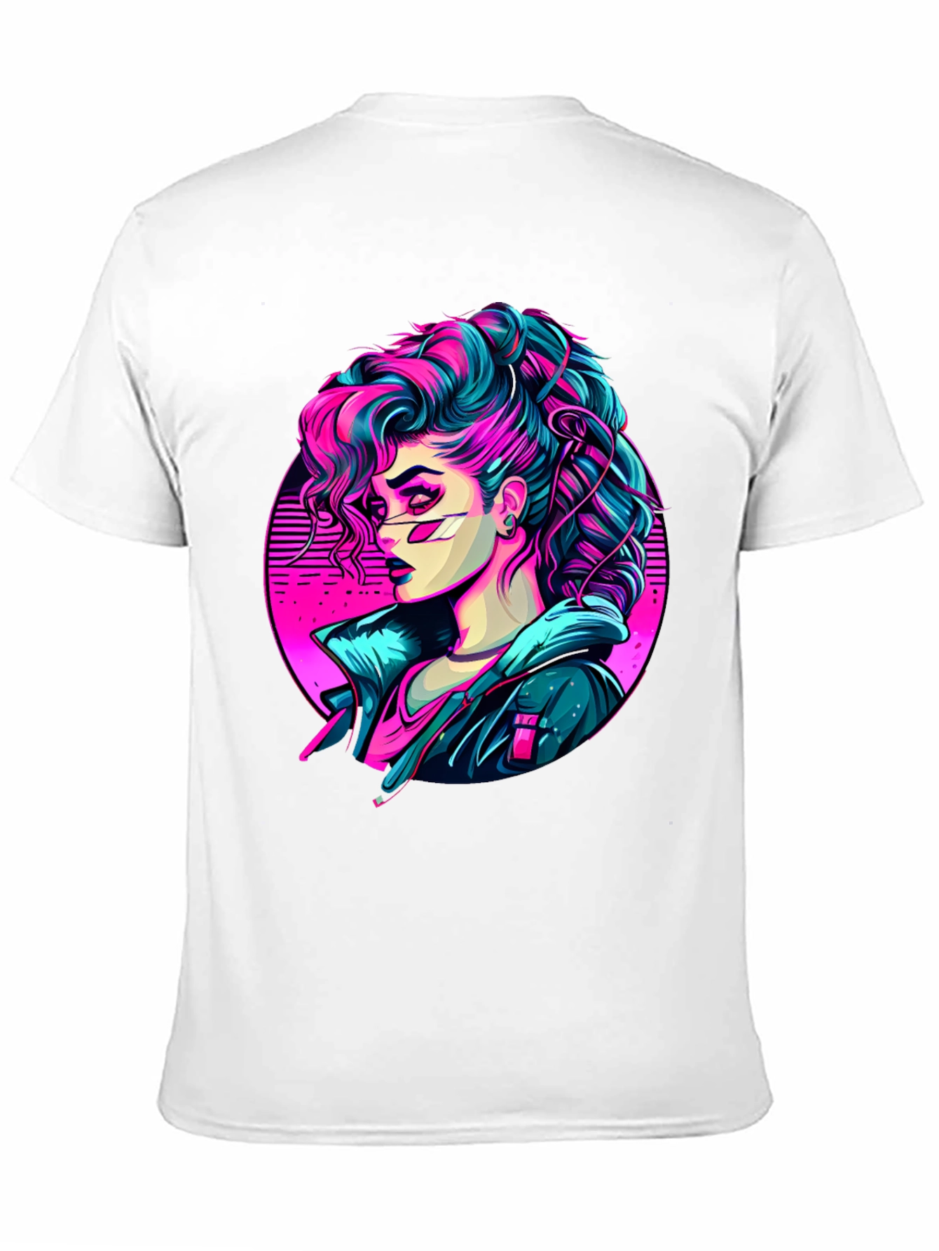 Camiseta Negra Mujer Cyberpunk Art
