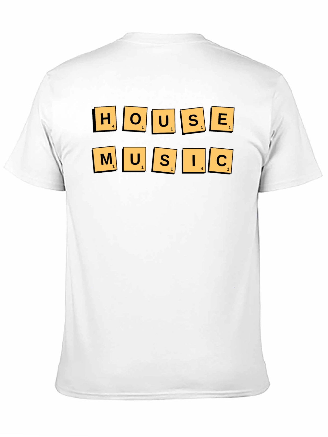 Camiseta Negra House Music Estilo Scrabble