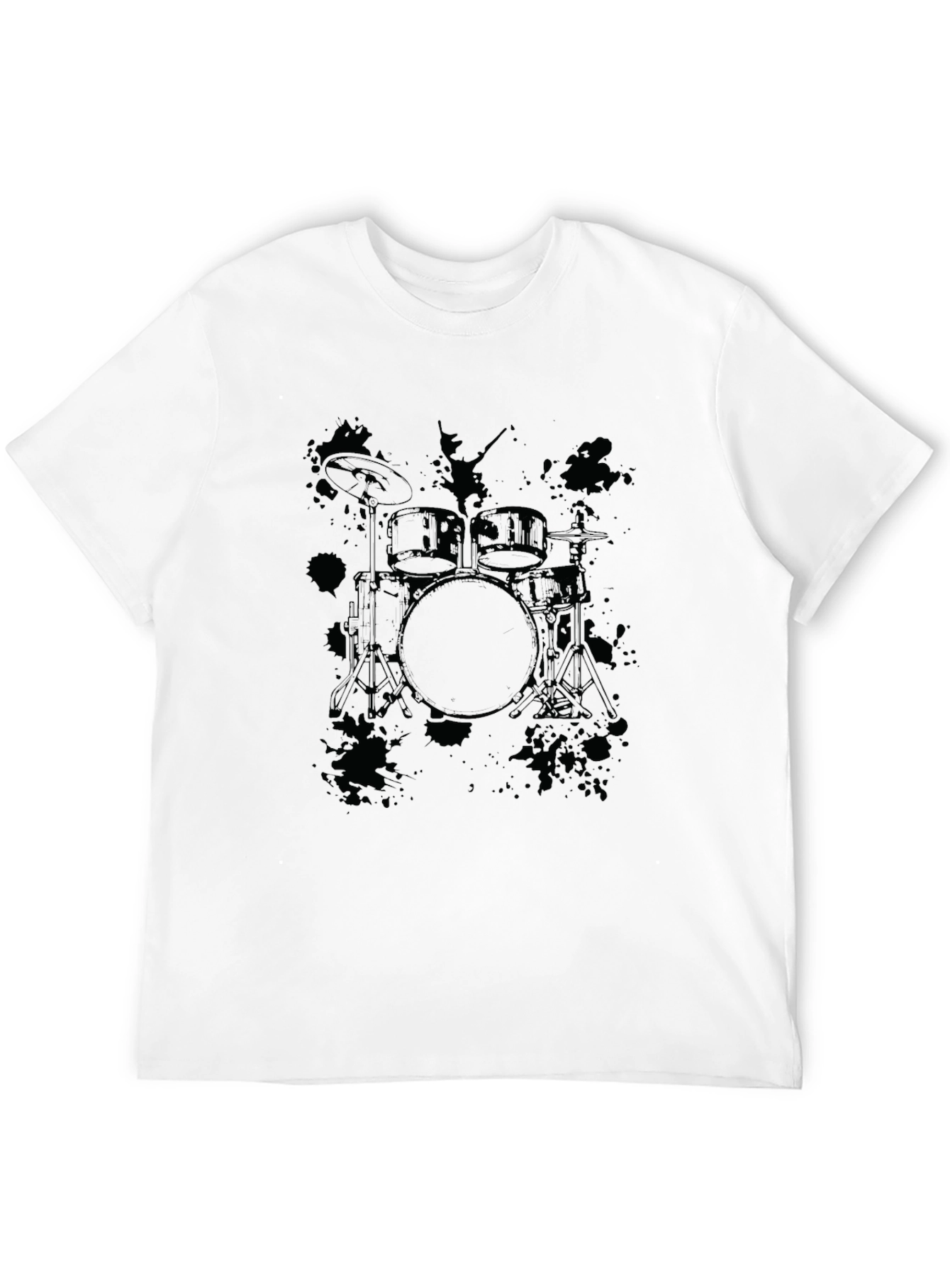 Camiseta Negra con Estampado de Batería