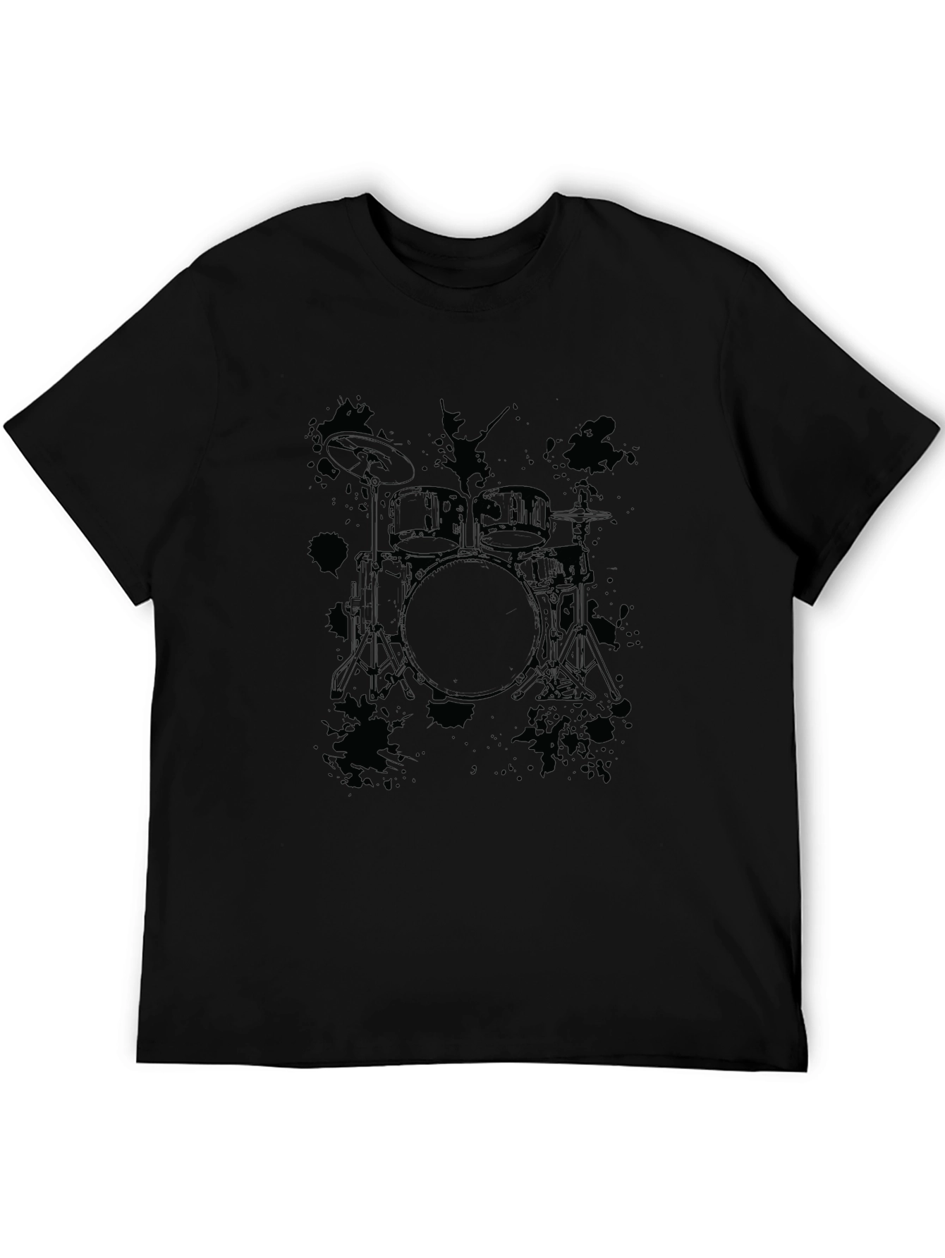 Camiseta Negra con Estampado de Batería