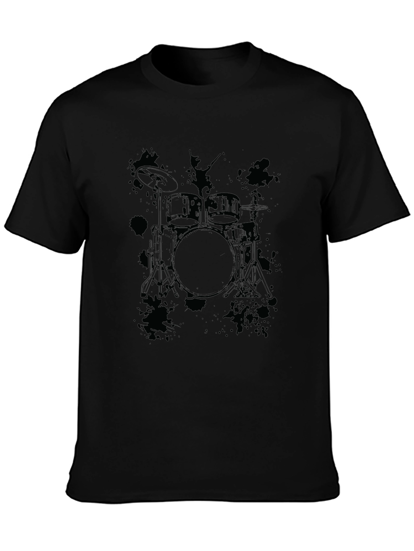 Camiseta Negra con Estampado de Batería