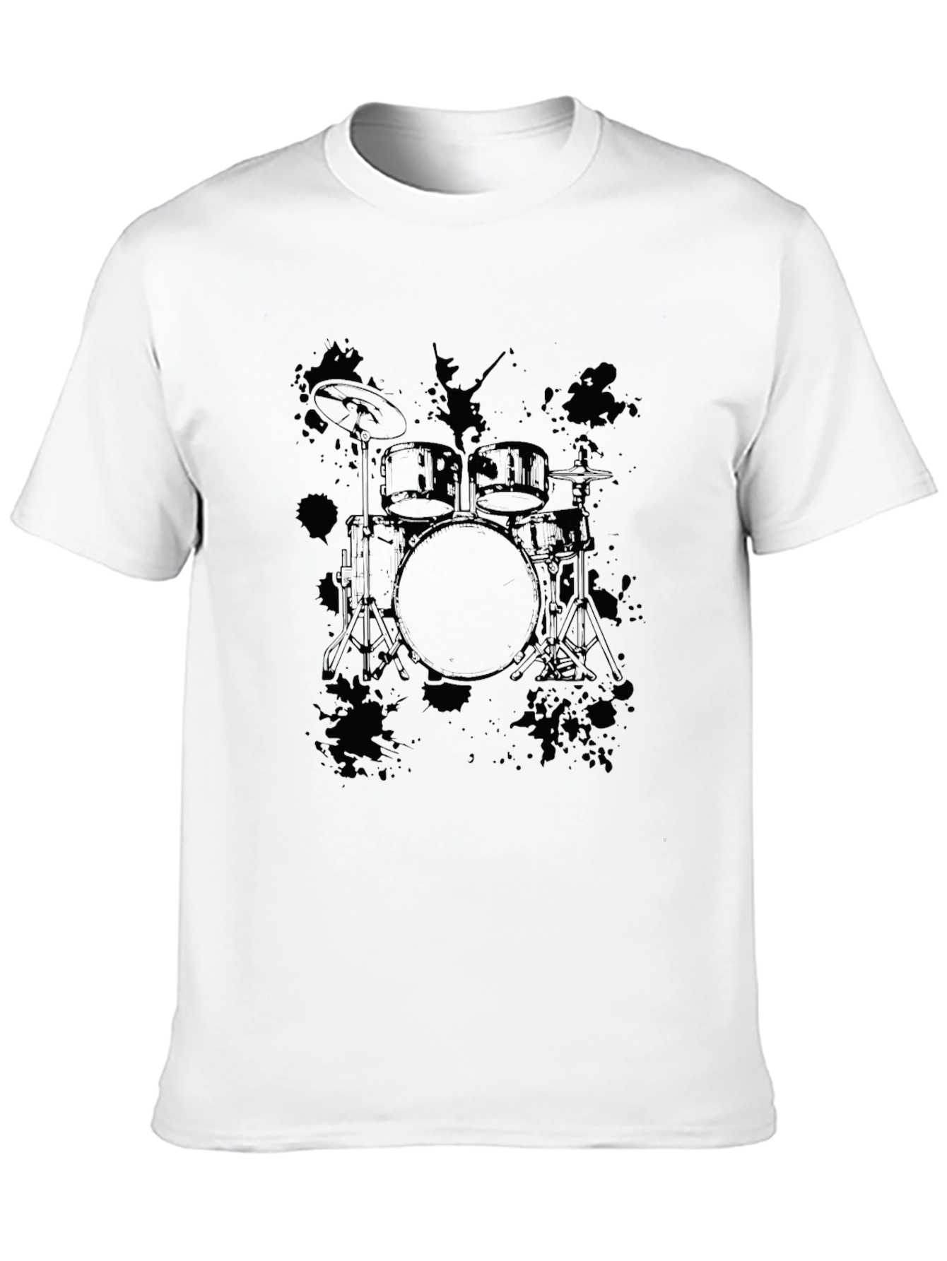 Camiseta Negra con Estampado de Batería