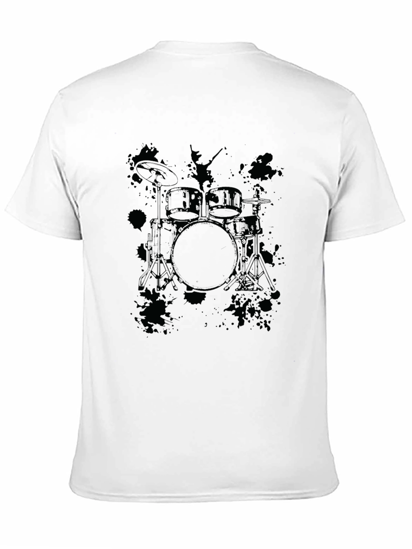 Camiseta Negra con Estampado de Batería
