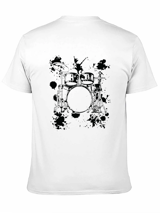 Camiseta Negra con Estampado de Batería