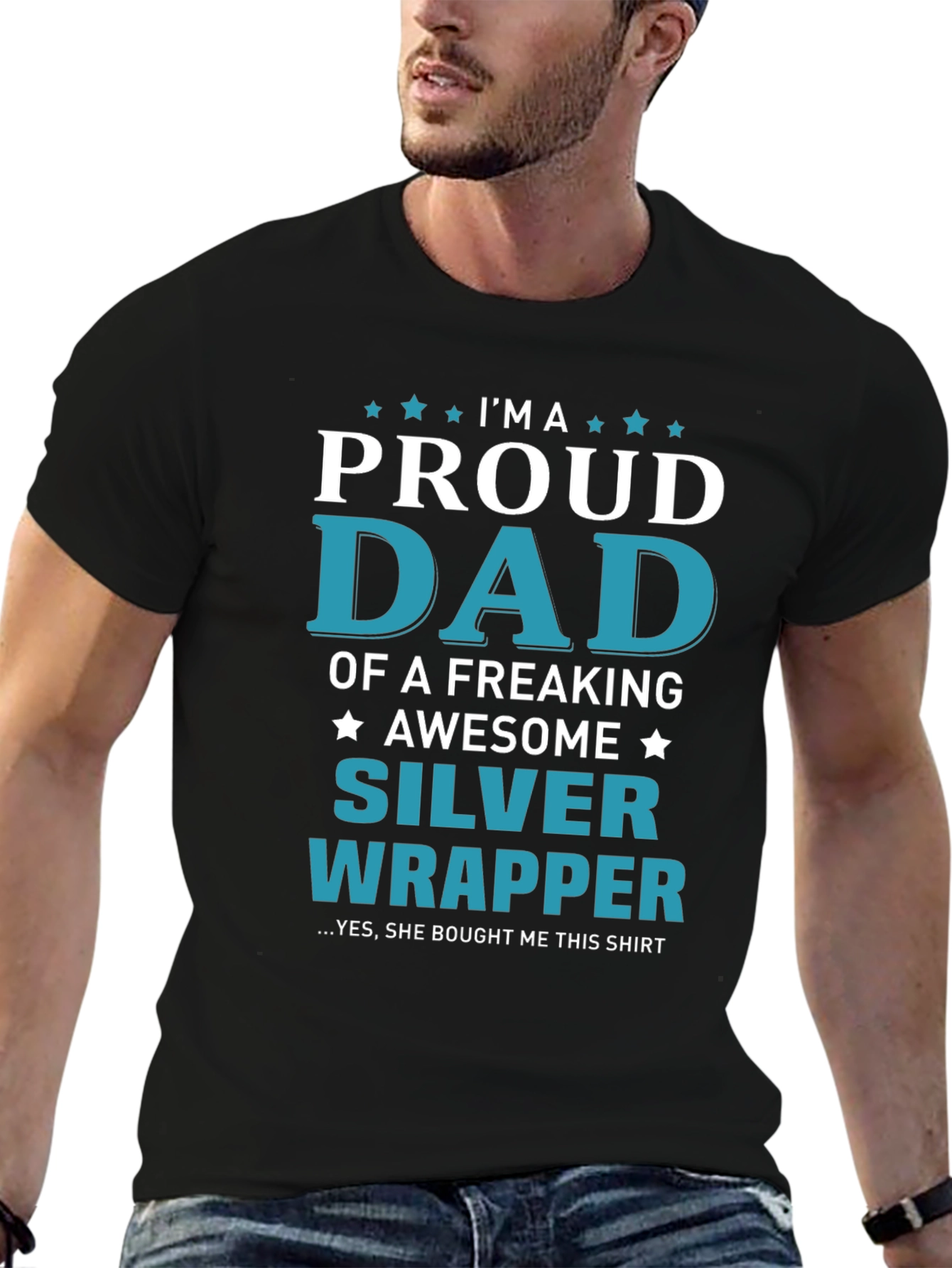 Camiseta Negra Proud Dad of a Silver Wrapper