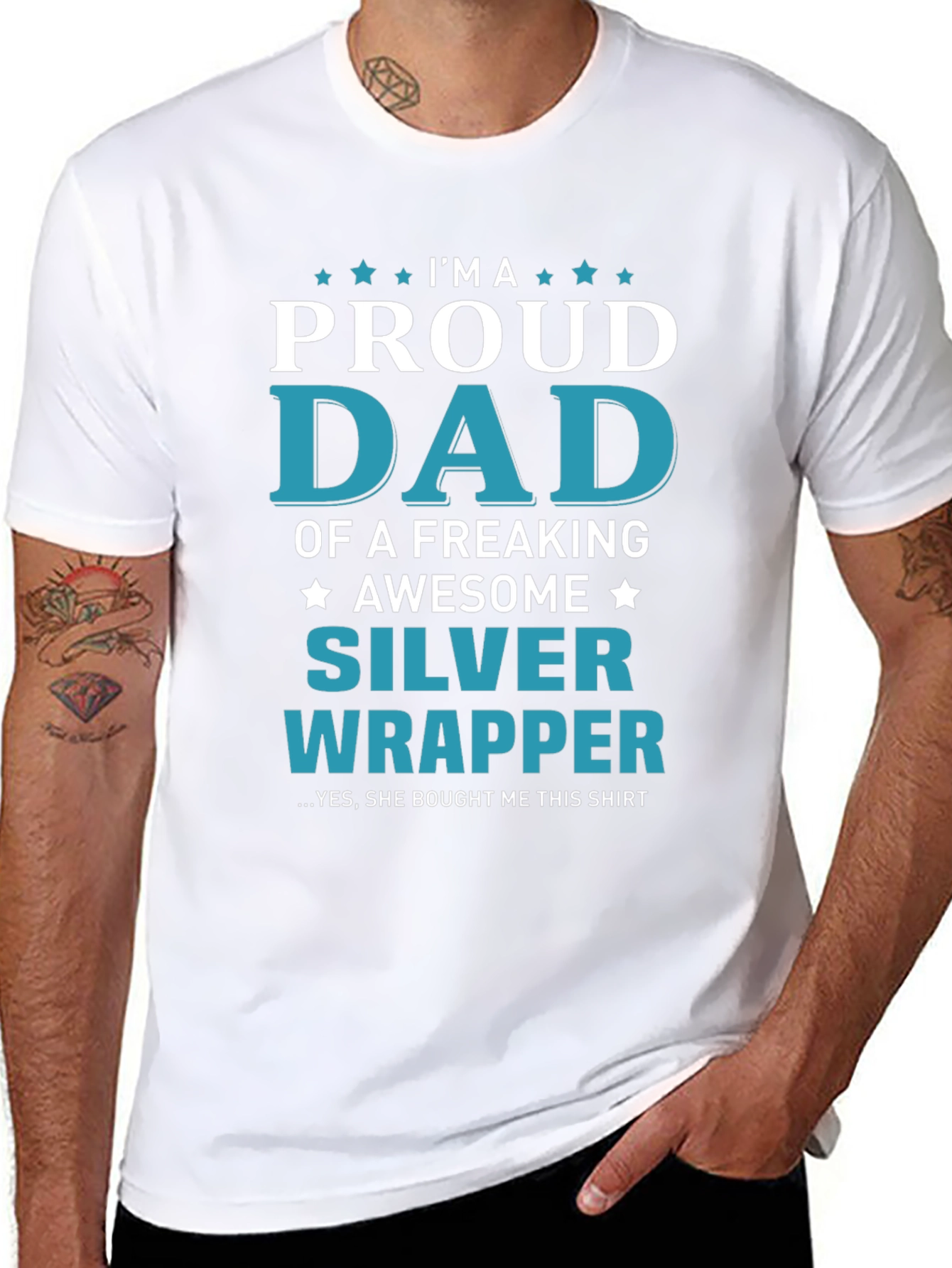 Camiseta Negra Proud Dad of a Silver Wrapper