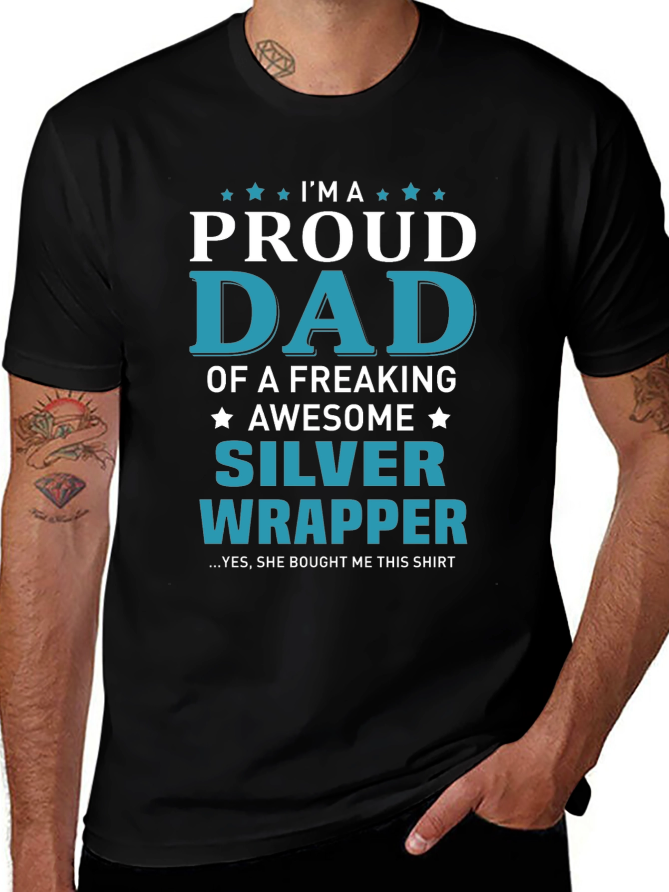Camiseta Negra Proud Dad of a Silver Wrapper