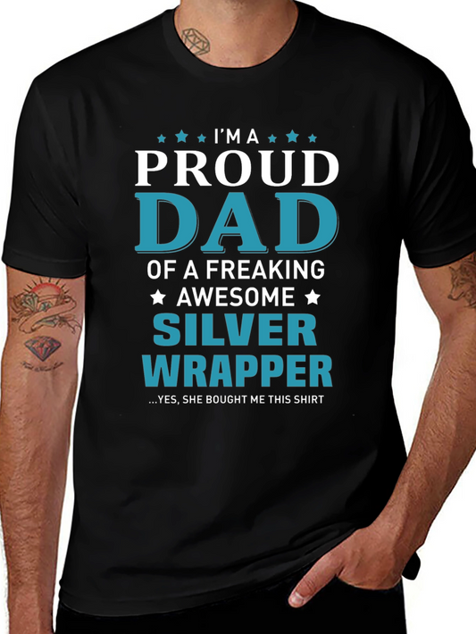 Camiseta Negra Proud Dad of a Silver Wrapper