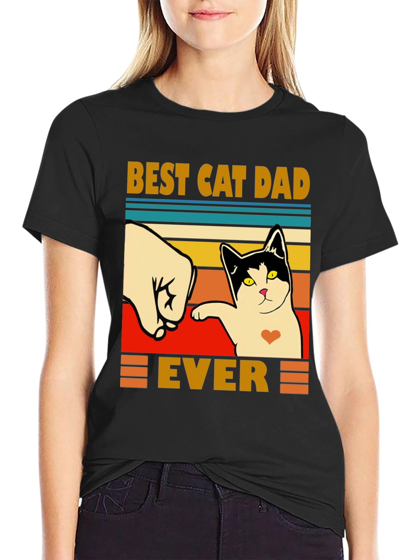 Camiseta Negra Best Cat Dad Ever
