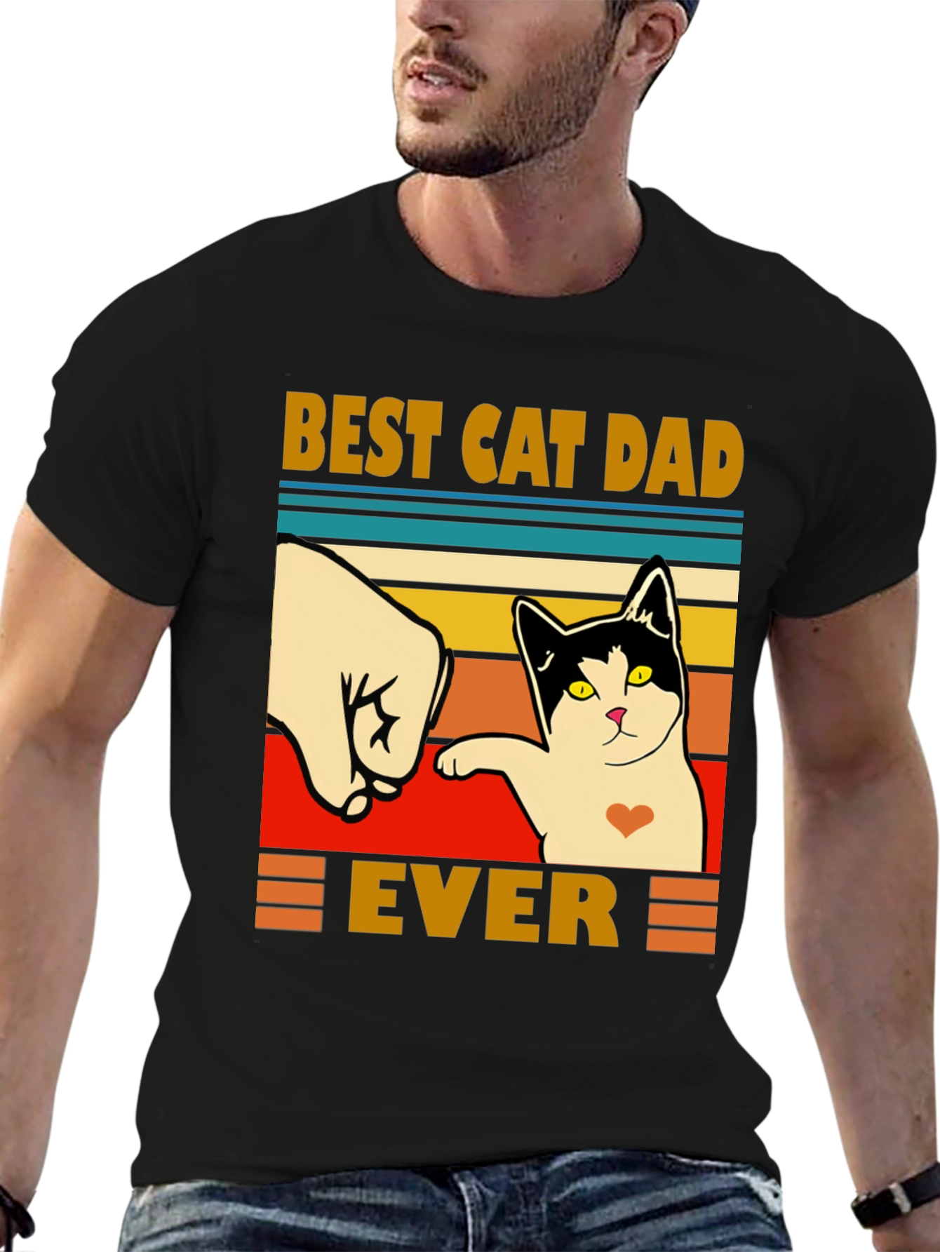Camiseta Negra Best Cat Dad Ever