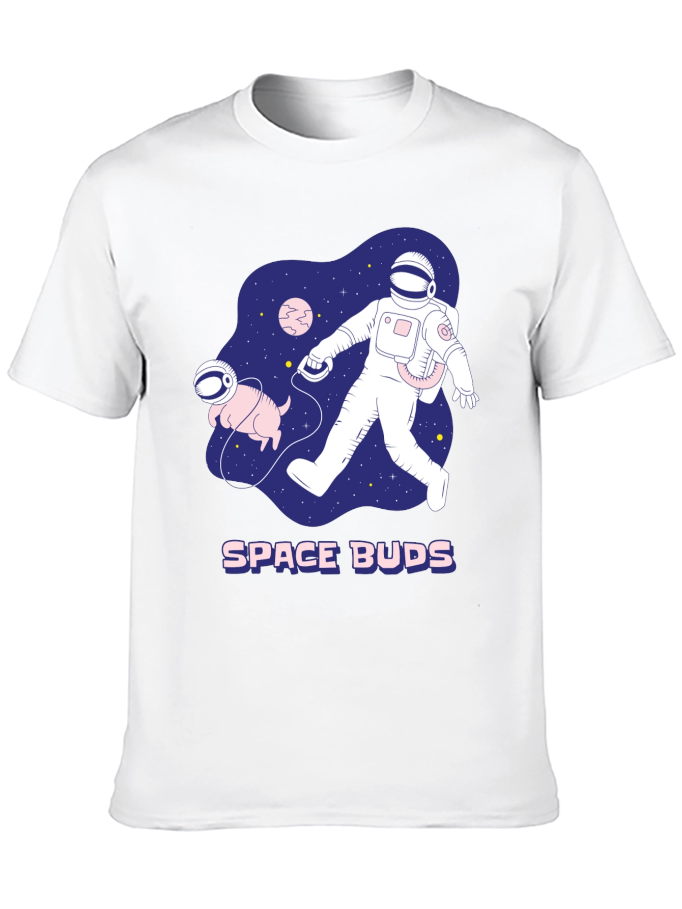 Camiseta Negra Space Buds para Aventureros Espaciales