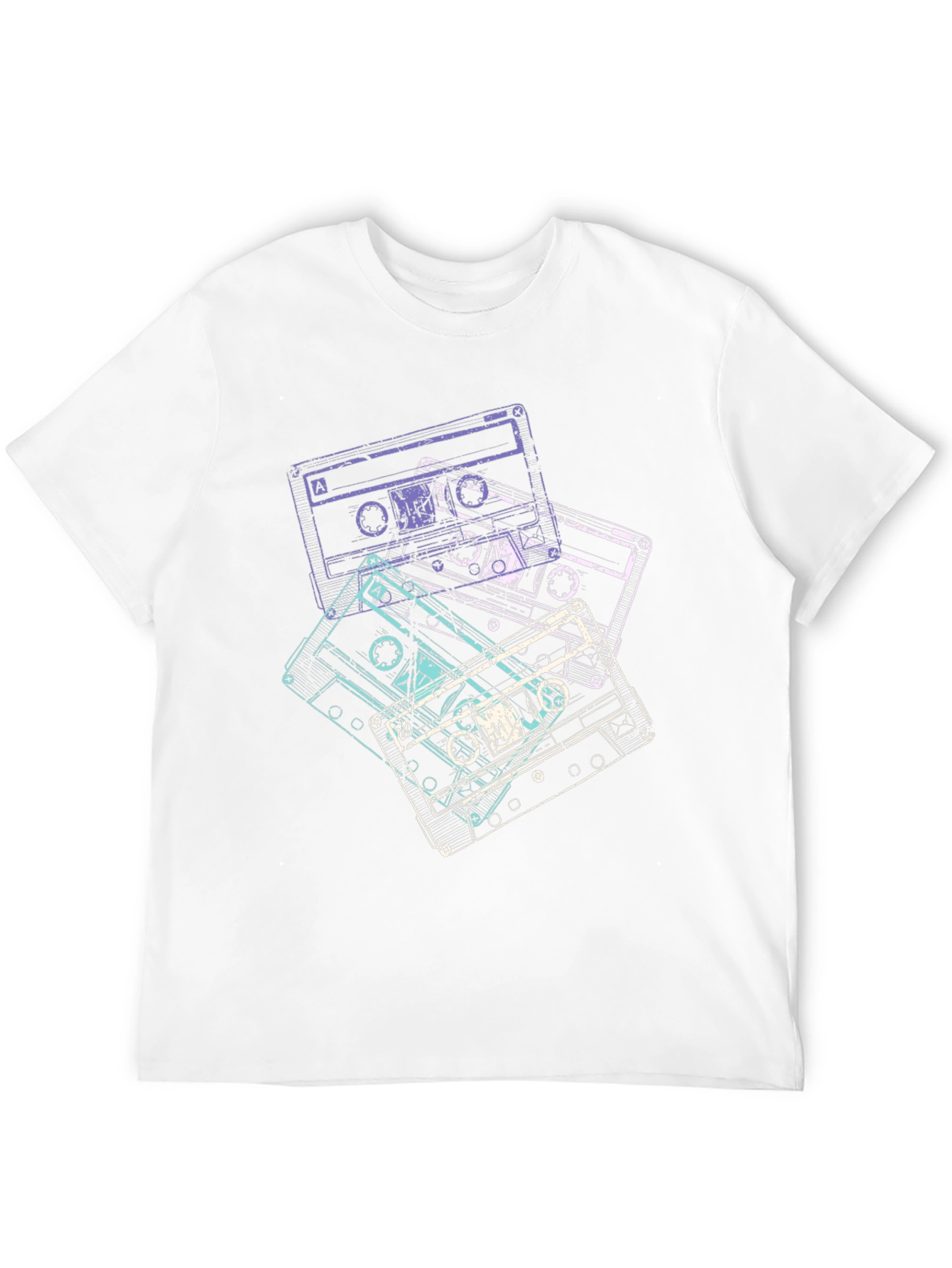 Camiseta Negra con Diseño Retro de Cassettes