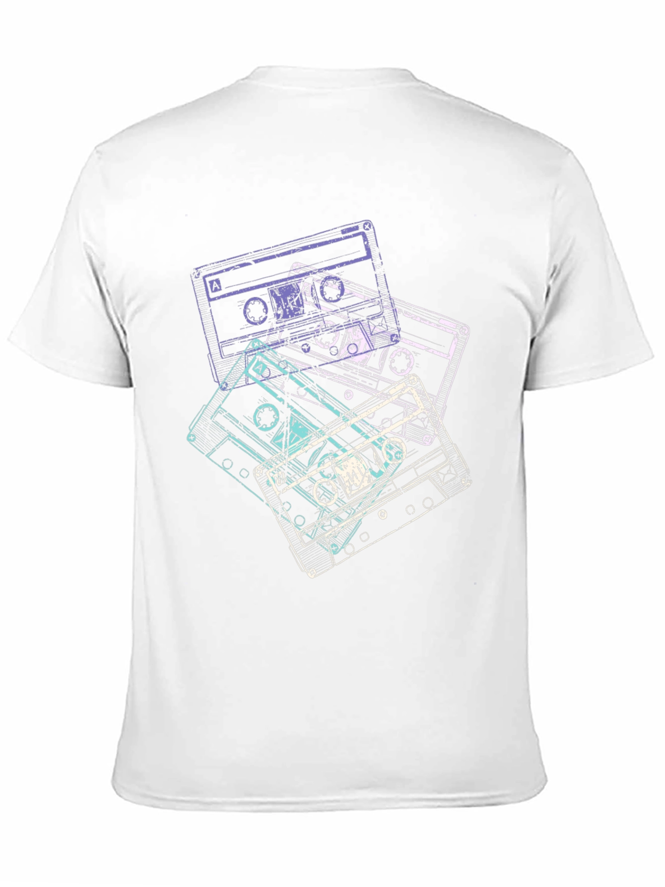Camiseta Negra con Diseño Retro de Cassettes