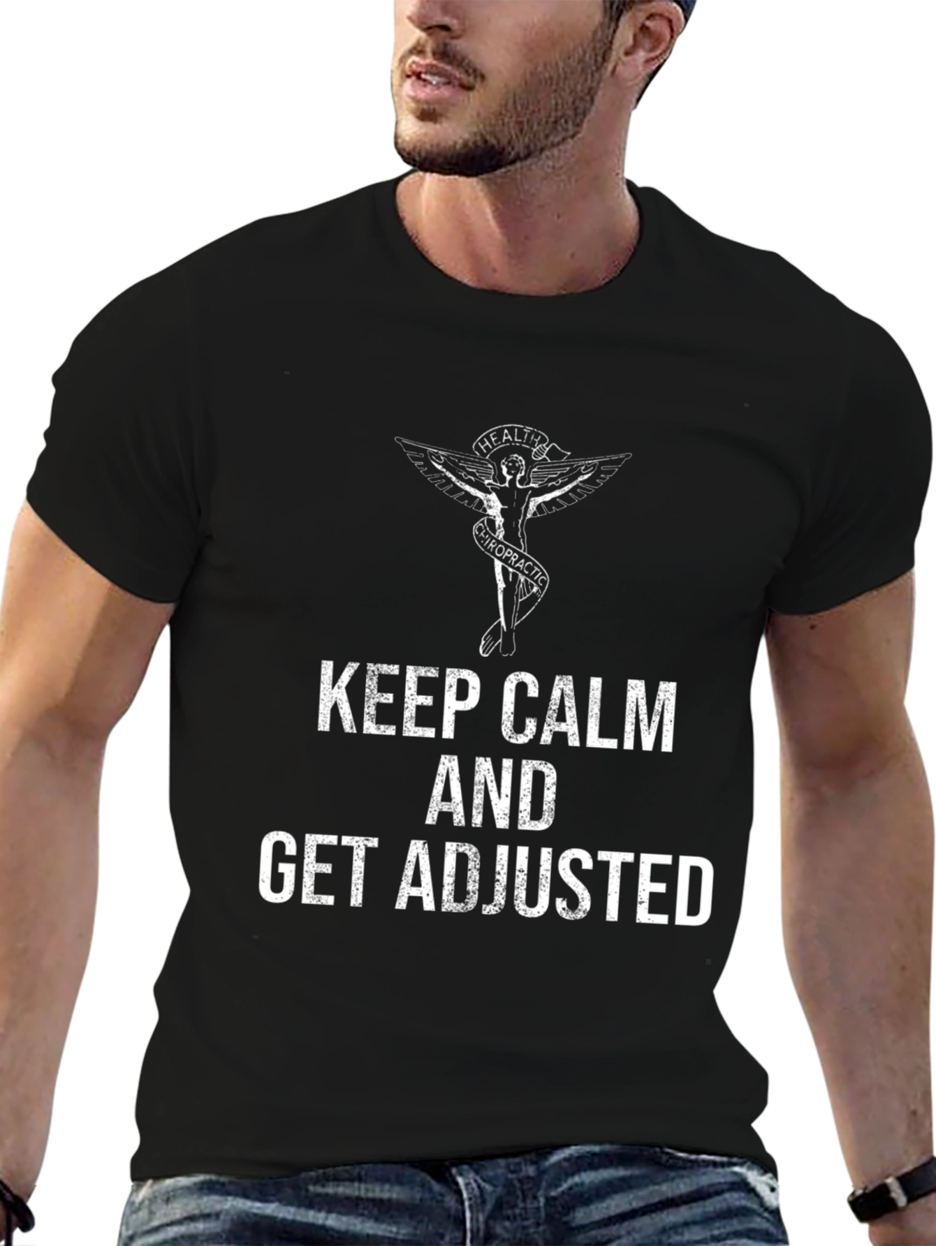 Camiseta Hombre Negra Keep Calm and Get Adjusted