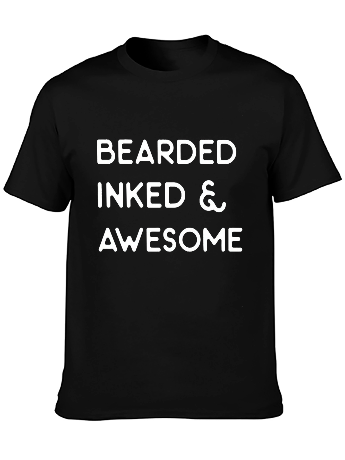 Camiseta Negra: Bearded Inked & Awesome