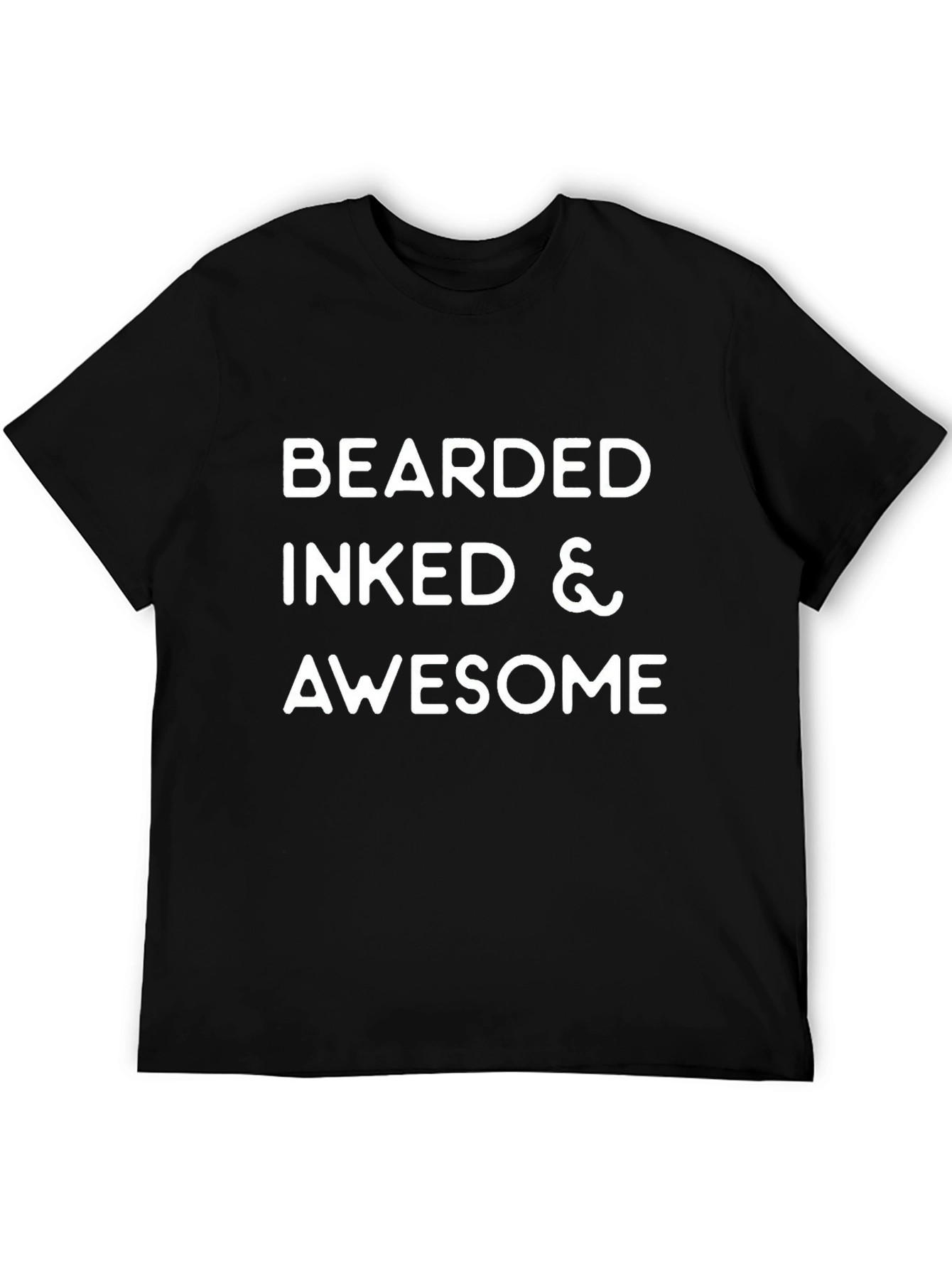 Camiseta Negra: Bearded Inked & Awesome