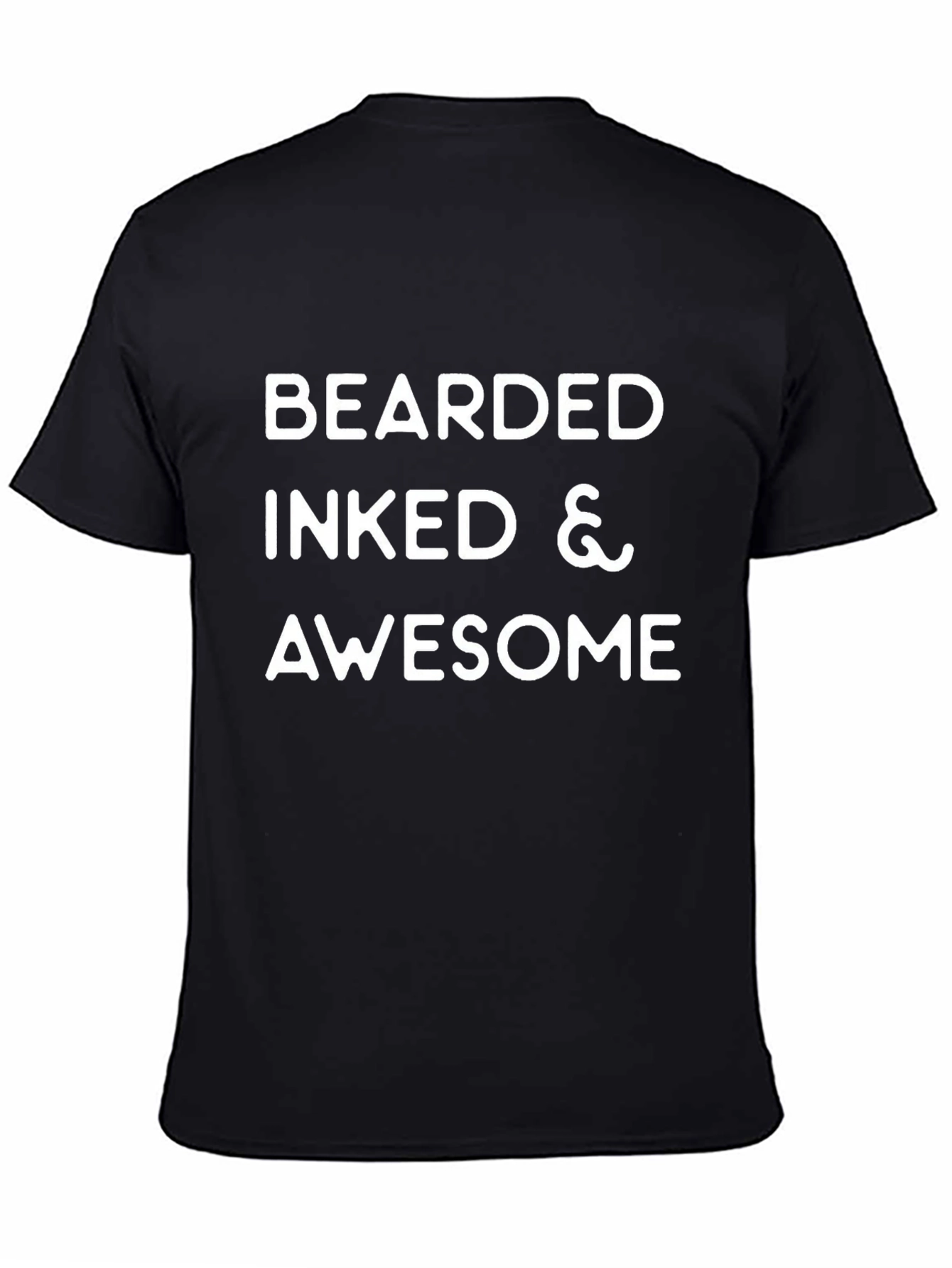 Camiseta Negra: Bearded Inked & Awesome