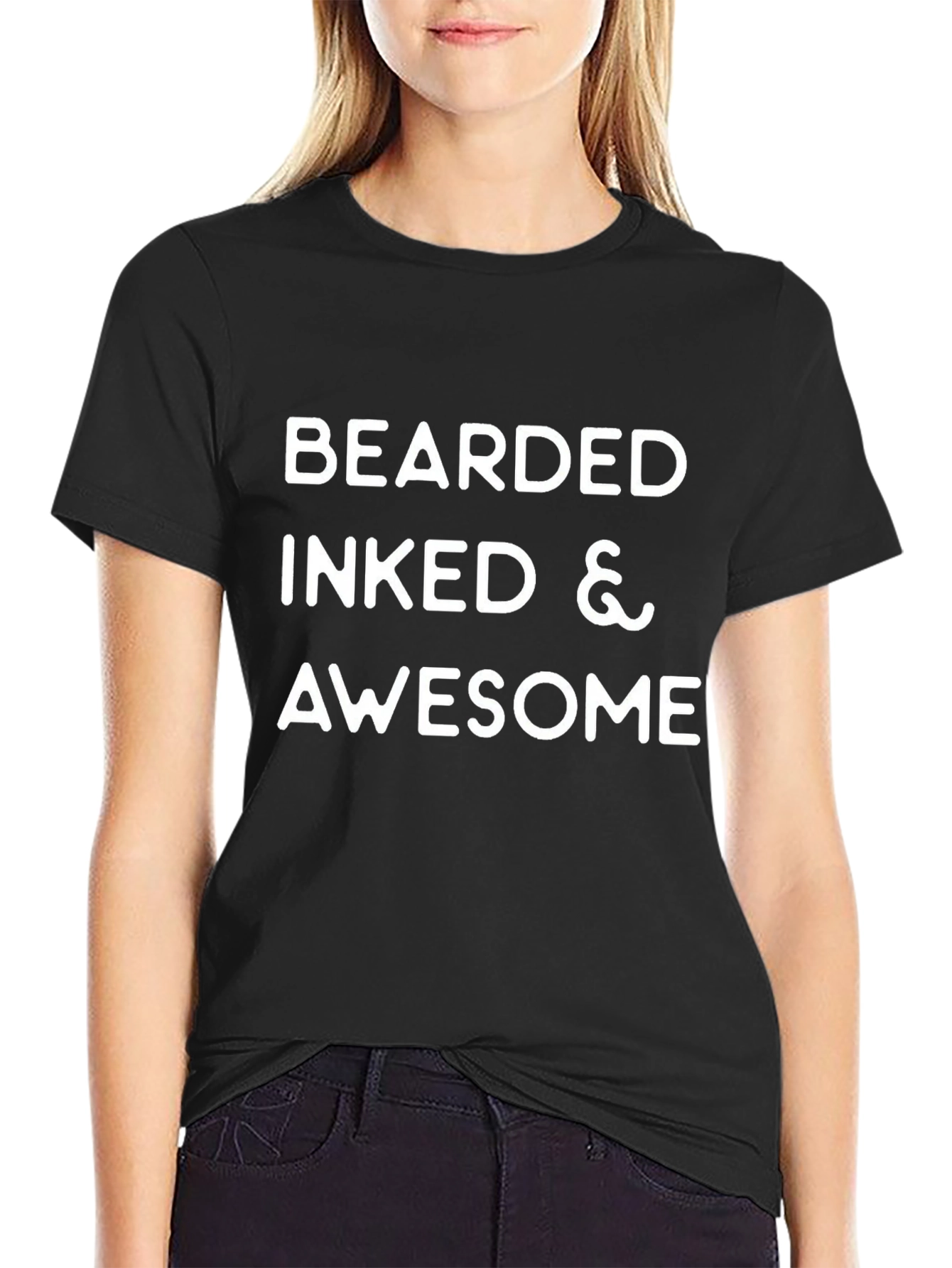Camiseta Negra: Bearded Inked & Awesome