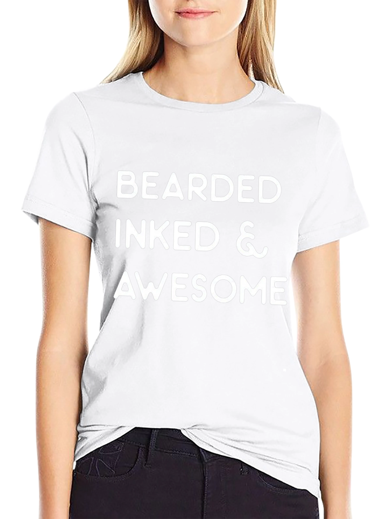 Camiseta Negra: Bearded Inked & Awesome