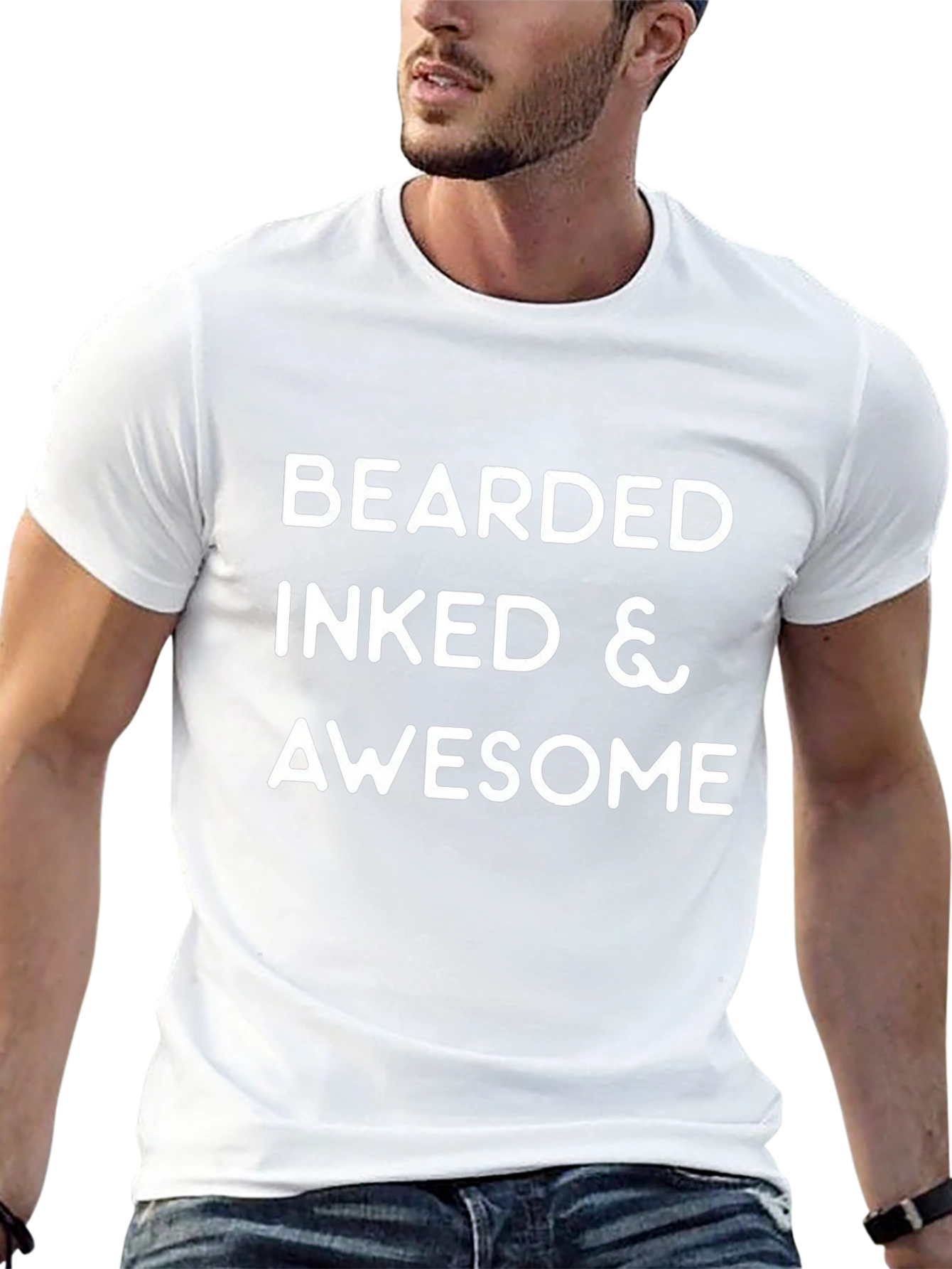 Camiseta Negra: Bearded Inked & Awesome